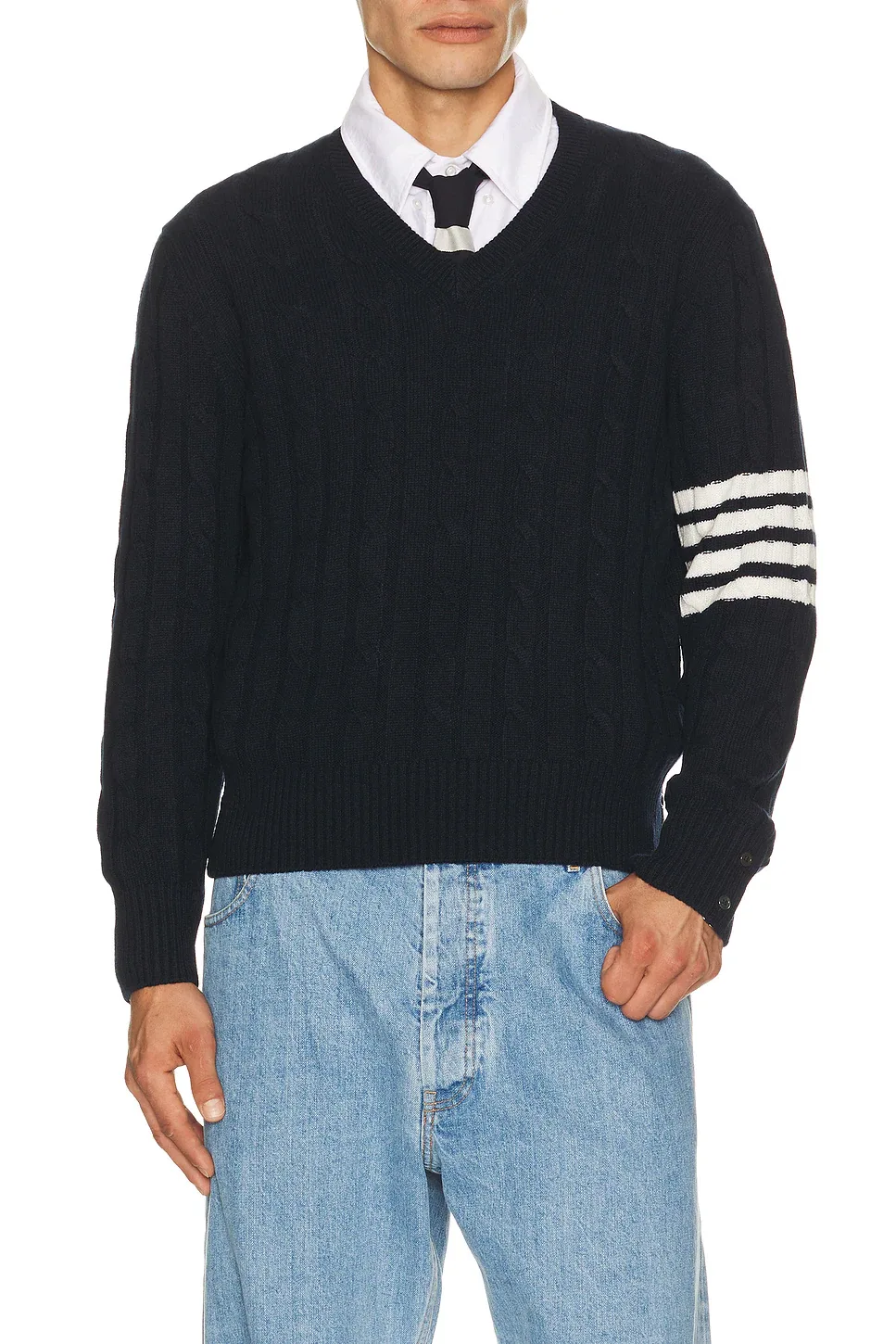 Cable Stitch Relaxed Fit Pullover by Thom Browne