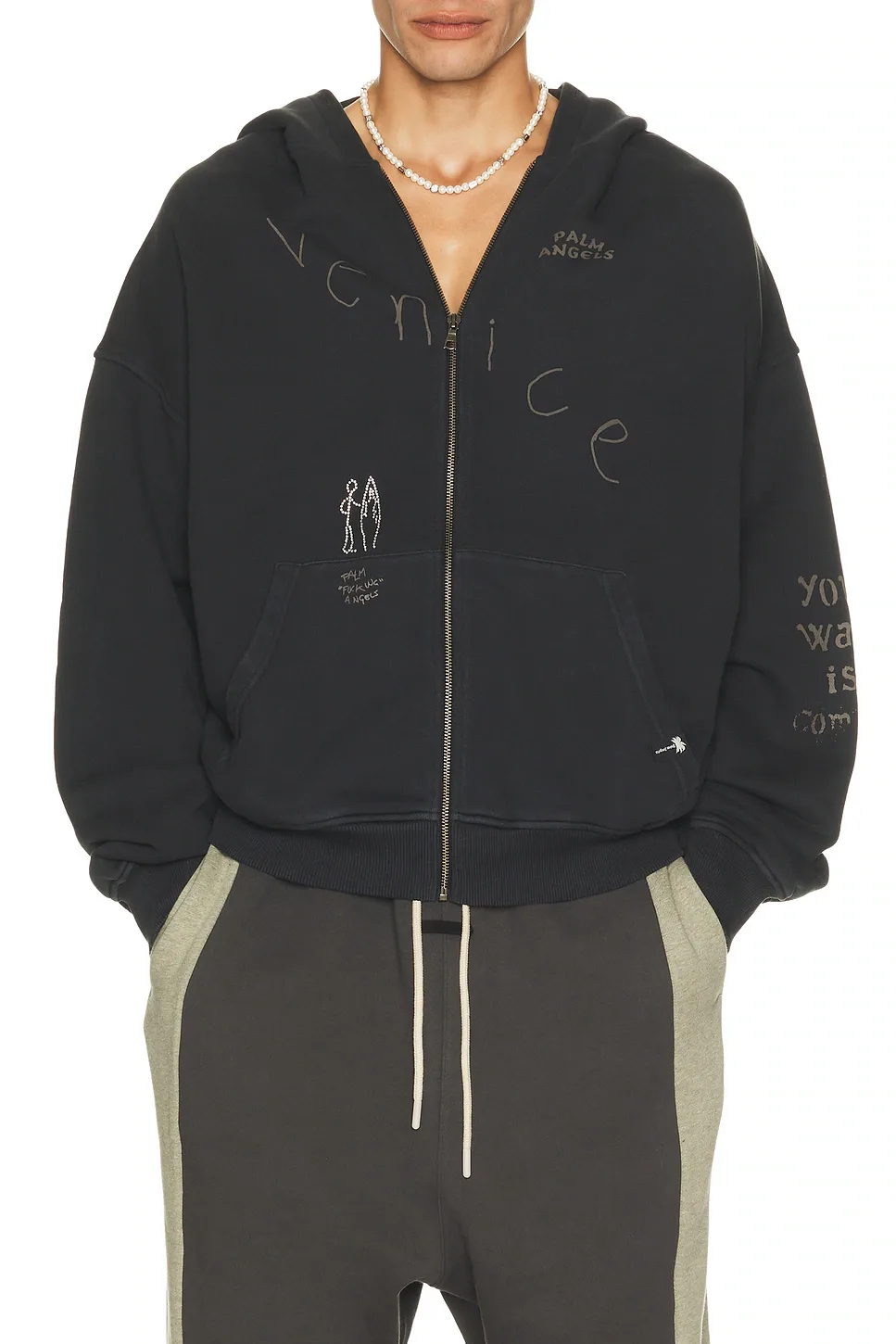 Surfer Dream Zipped Loose Hoodie by Palm Angels