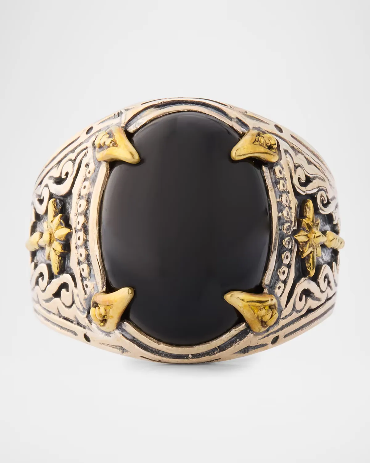 Sterling Silver and Bronze Black Onyx Ring by Konstantino