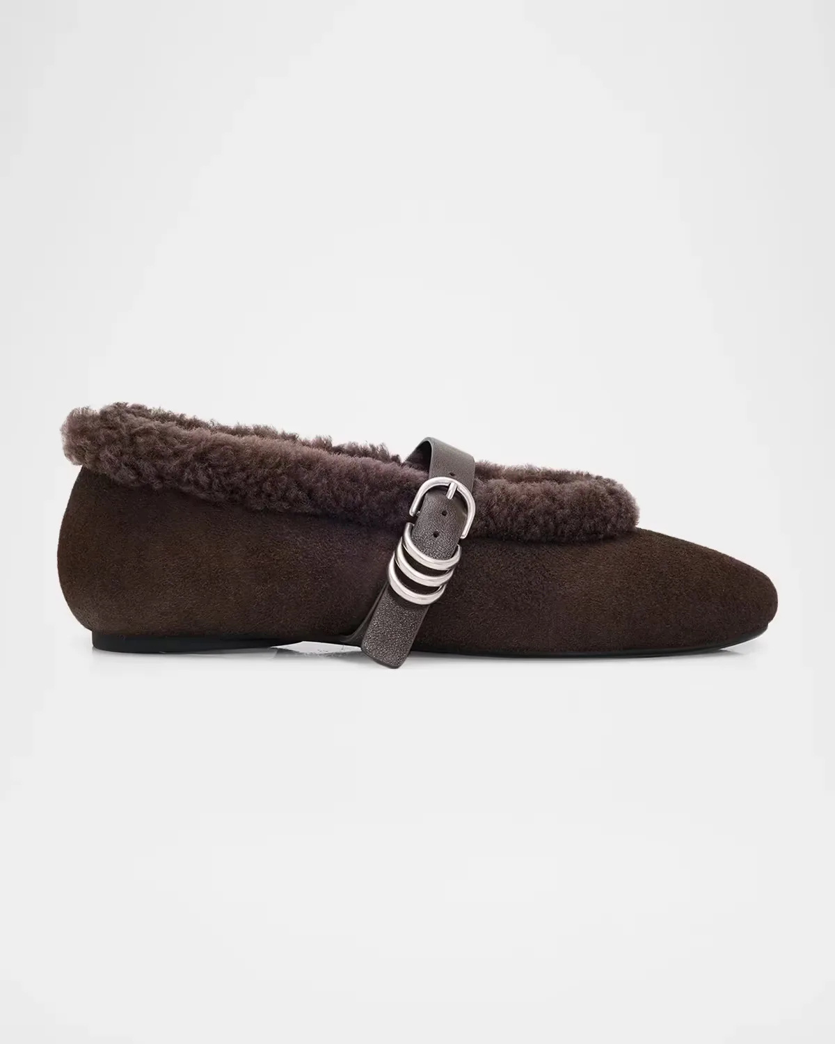 Spire Shearling-Lined Suede Mary Jane Ballerina Flats