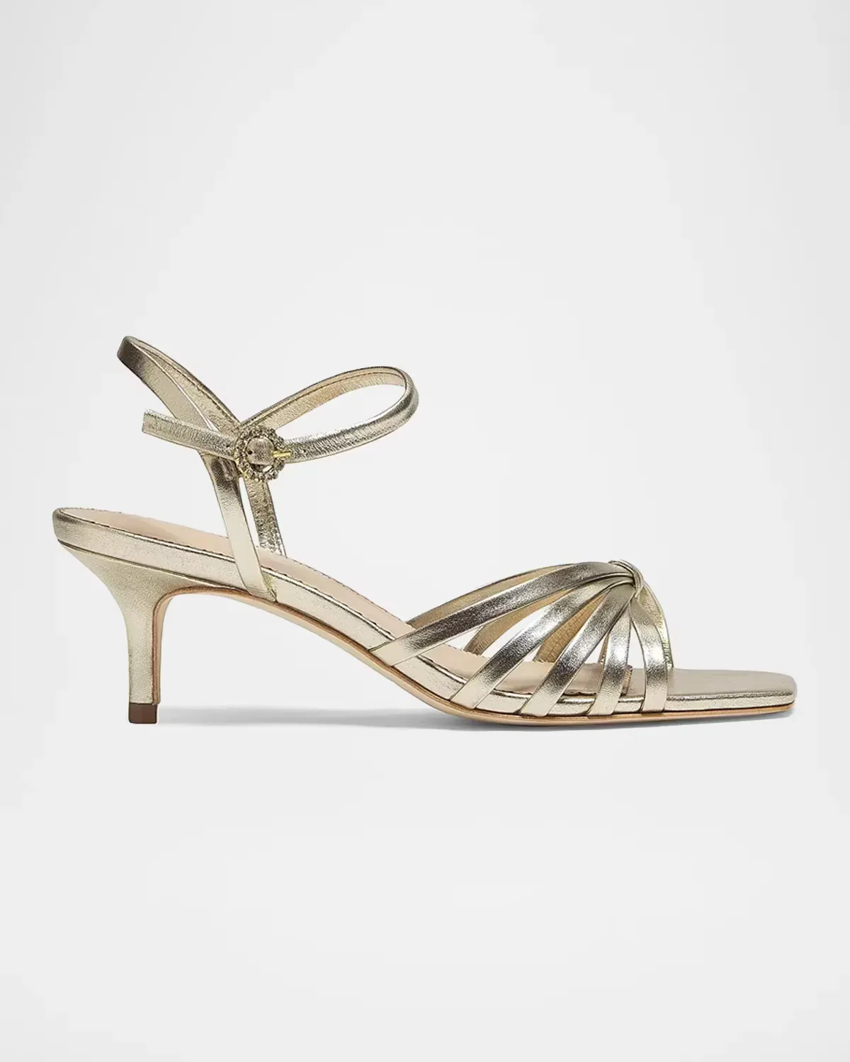 Malia Strappy Leather Kitten-Heel Sandals