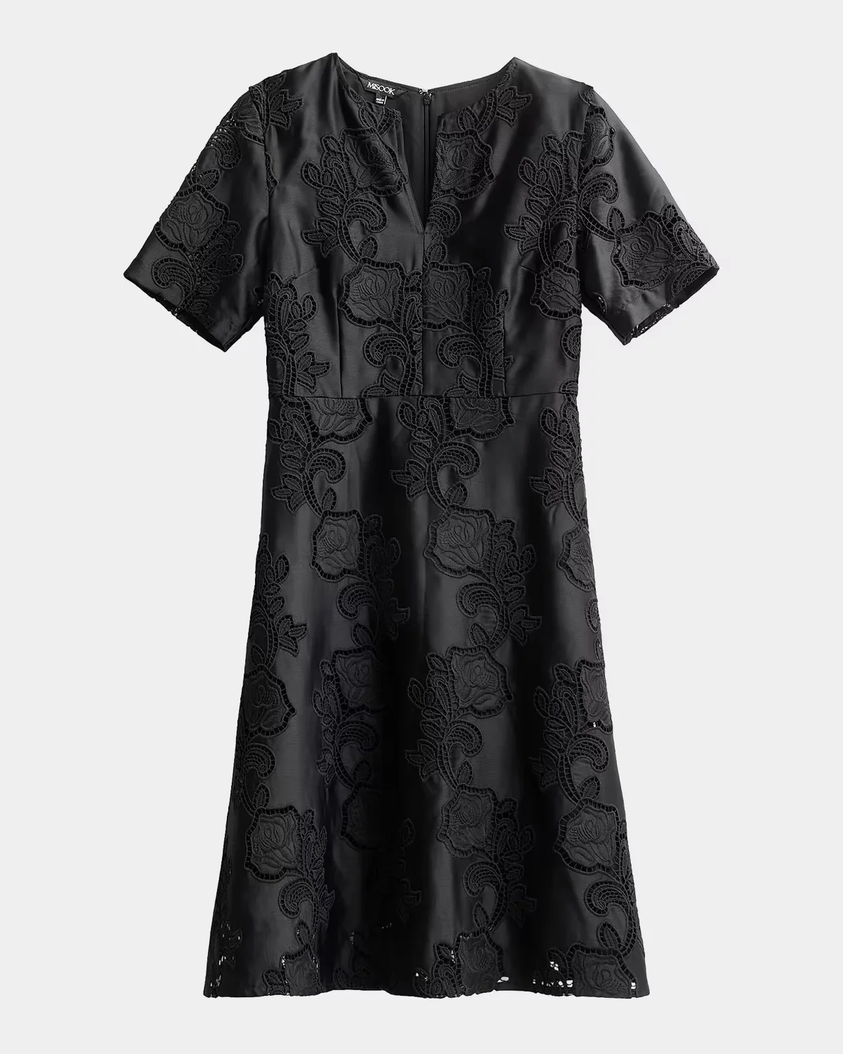 Floral-Embroidered Knee-Length Dress