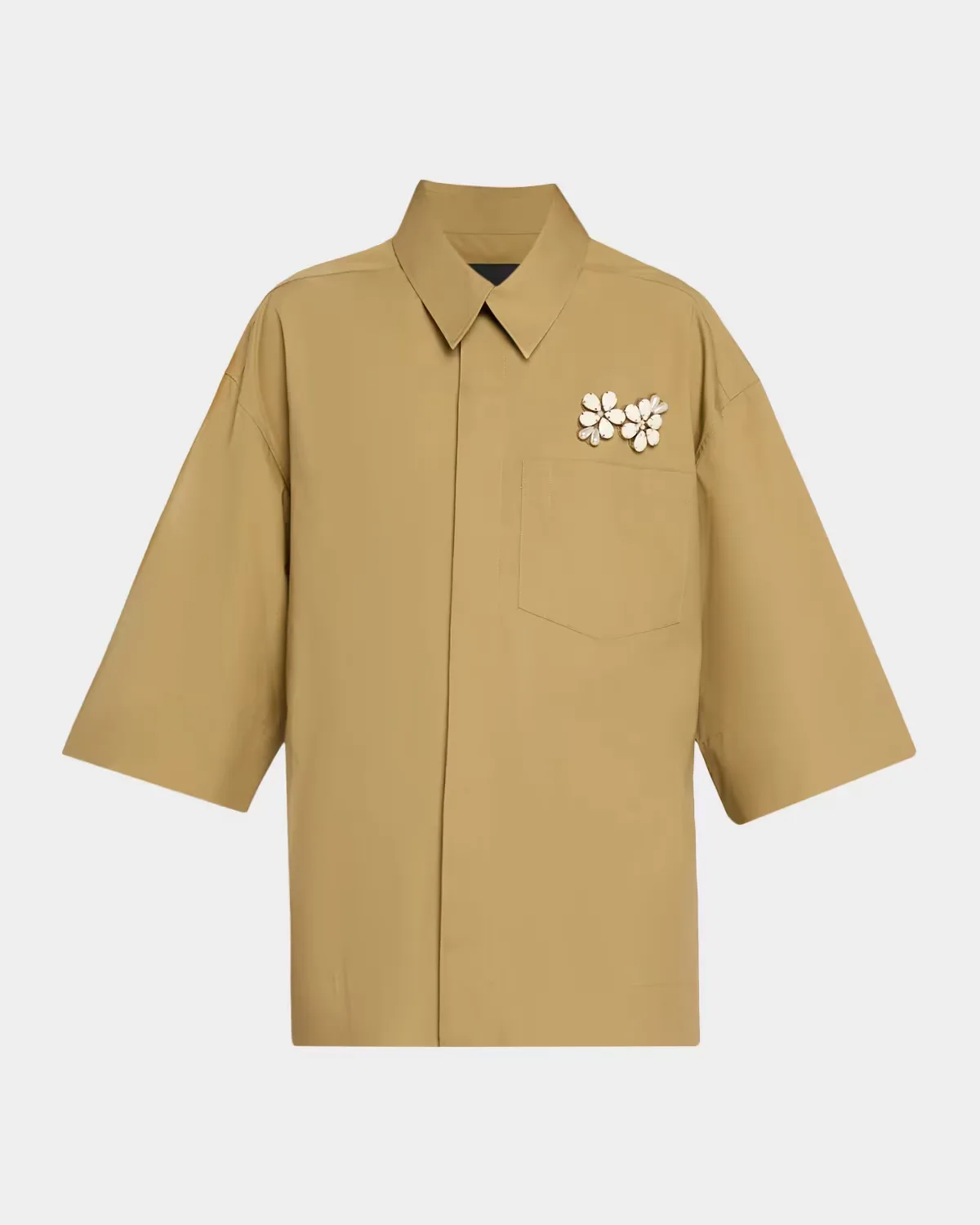 Boxy Floral-Embellished Pocket Short-Sleeve Shirt by Simone Rocha