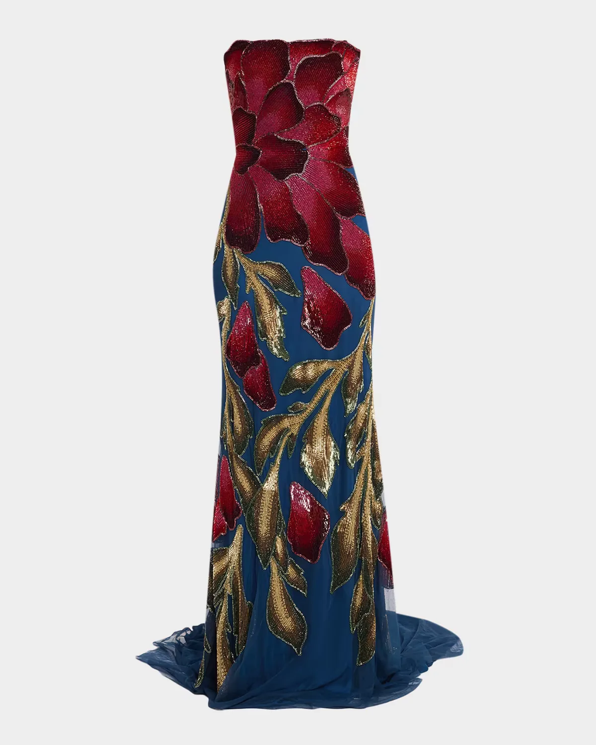 Marie Strapless Beaded Floral Gown by Theia