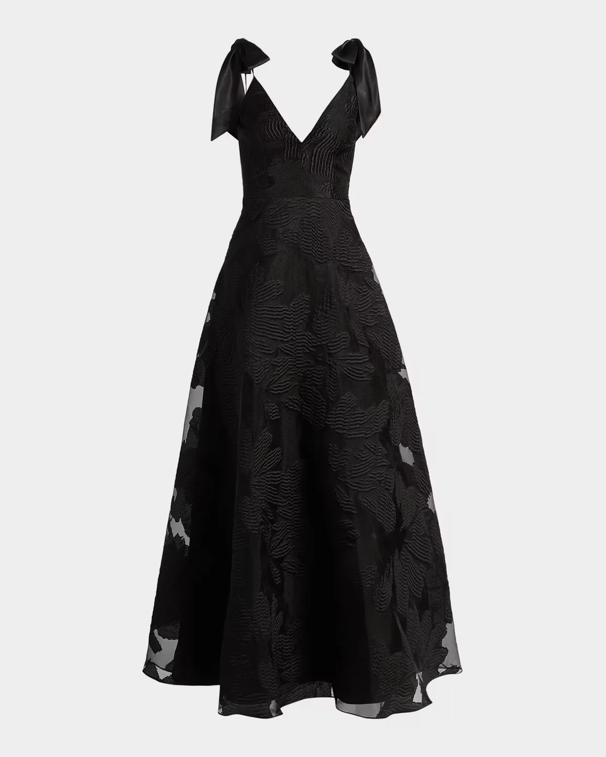 Bow-Embellished Floral Jacquard Gown by As It May