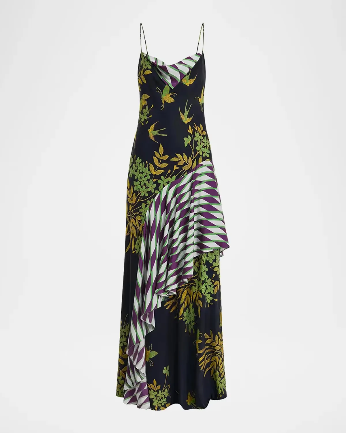 Veda Draped Mixed-Print Maxi Dress by Diane Von Furstenberg