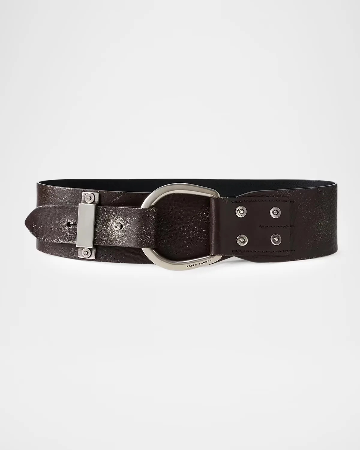 Turn-Back Washed Leather Wide Belt by Ralph Lauren