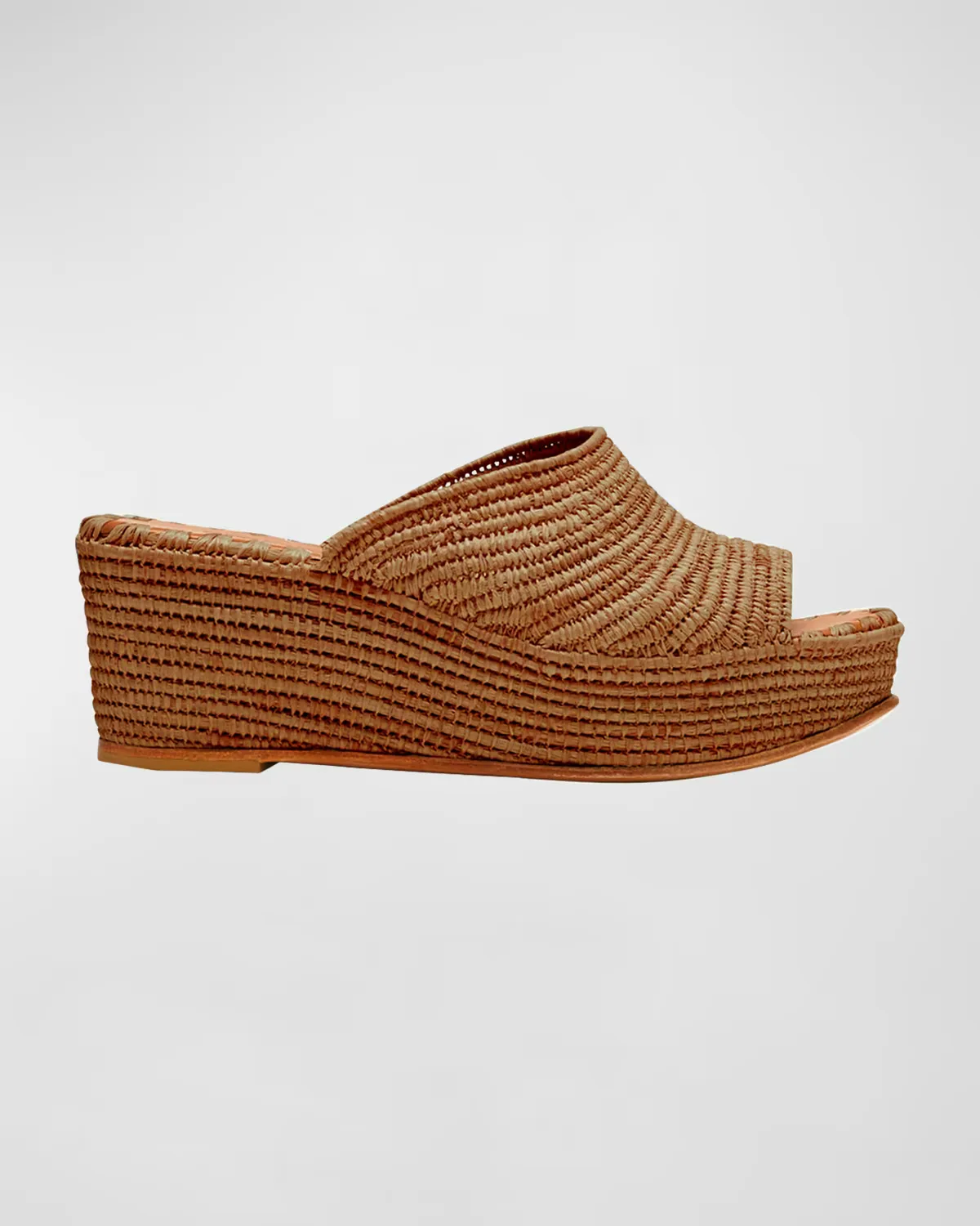 Karim Woven Raffia Wedge Slide Sandals by Carrie Forbes