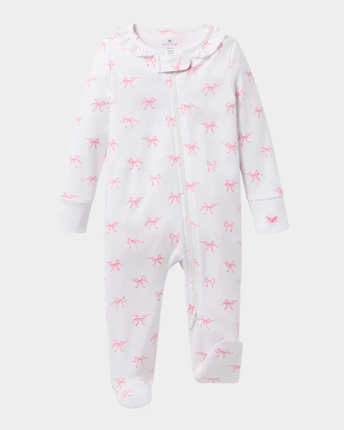 Blushing Bows Printed Footie by Petite Plume