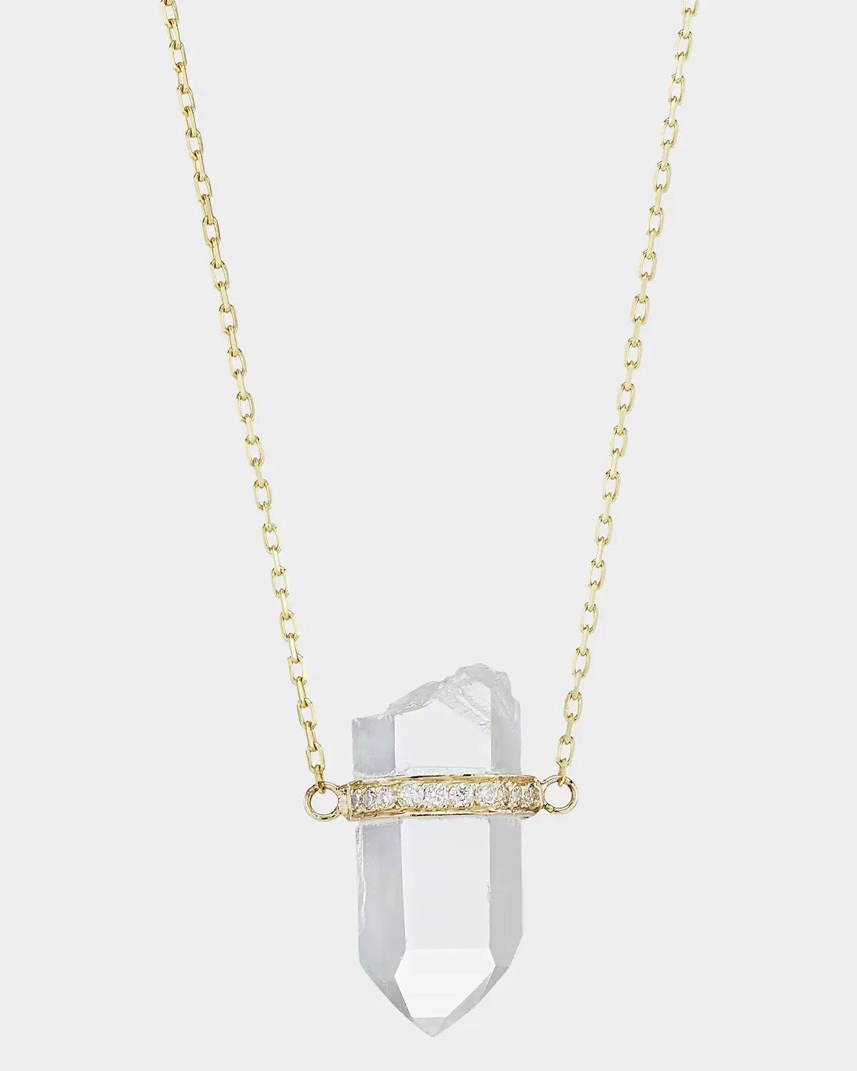 14k Yellow Gold Crystal Quartz and Diamond Bar Necklace by JIA JIA