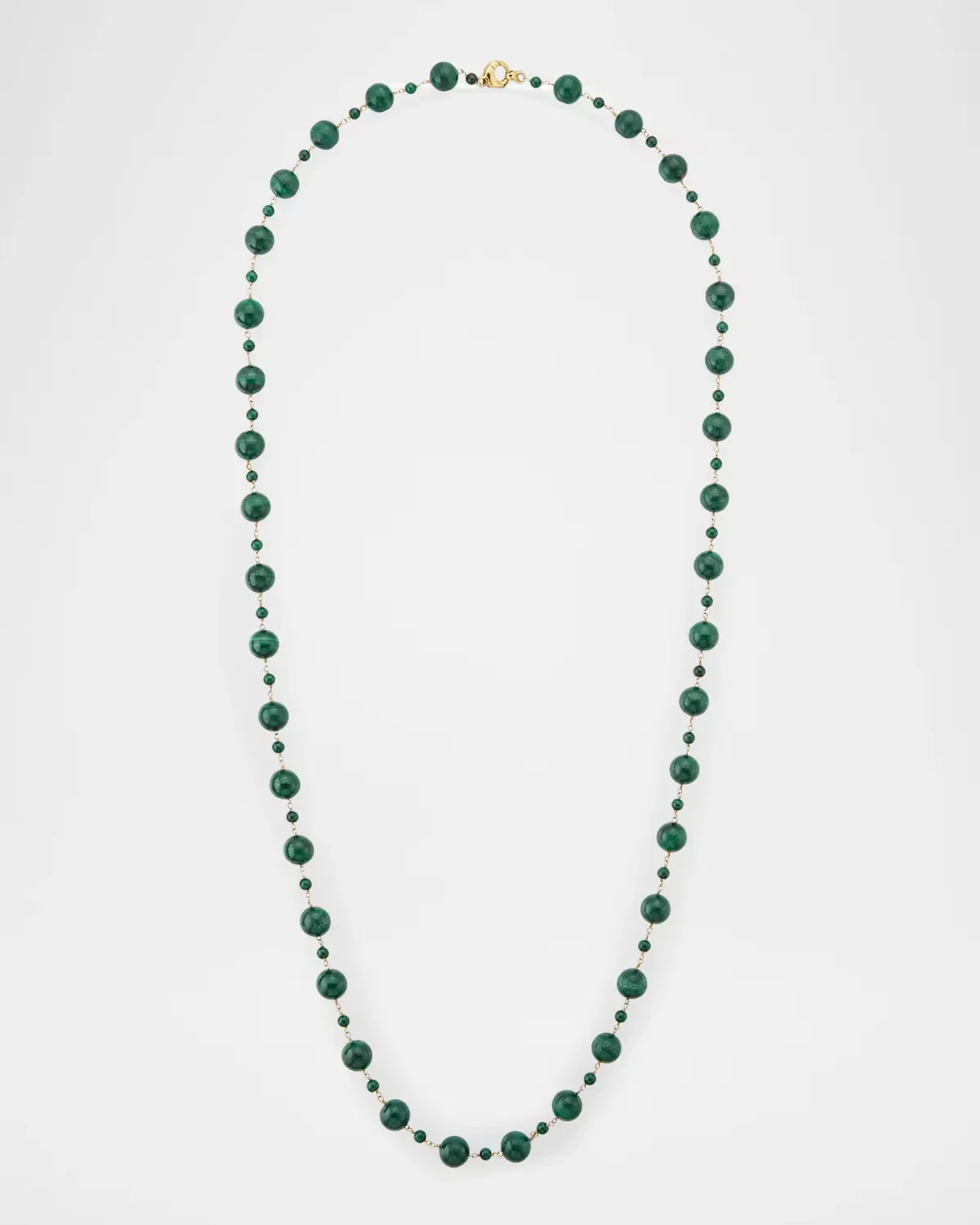 Beyond 18K Yellow Gold Sleeping Beauty Malachite Bead Necklace, 35L by Goshwara