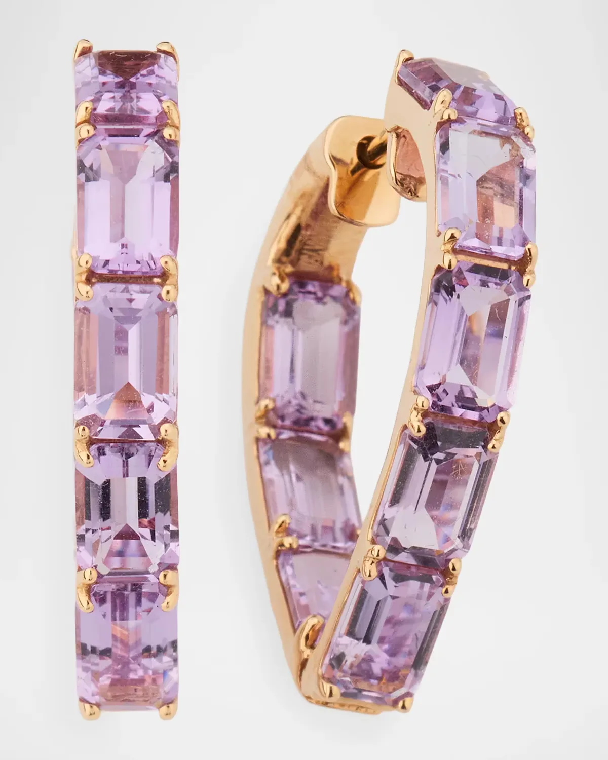 Gossip 18K Rose Gold Lavender Amethyst Heart Hoop Earrings by Goshwara