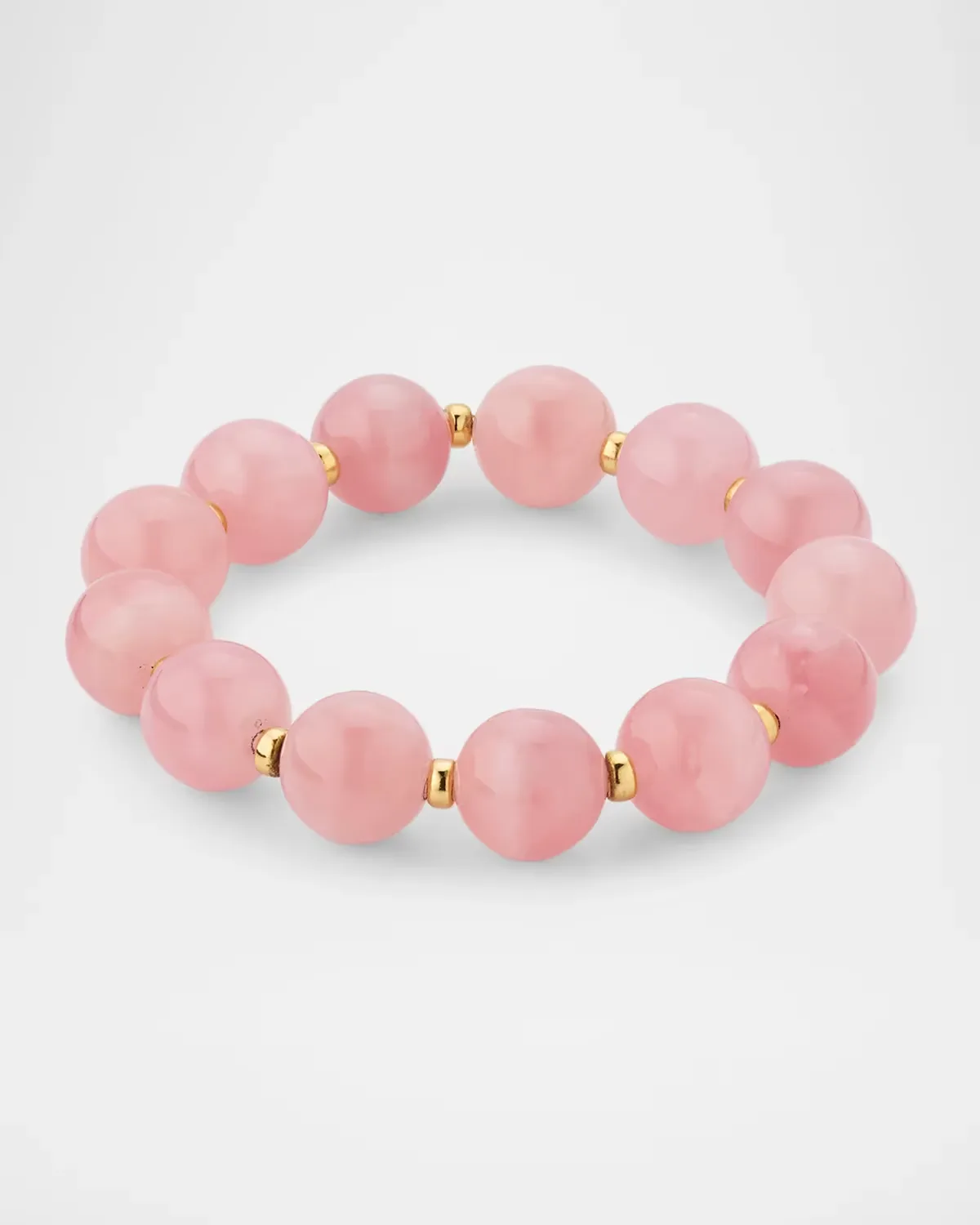 Beyond 18K Yellow Gold 12mm Rose Quartz Bead Bracelet