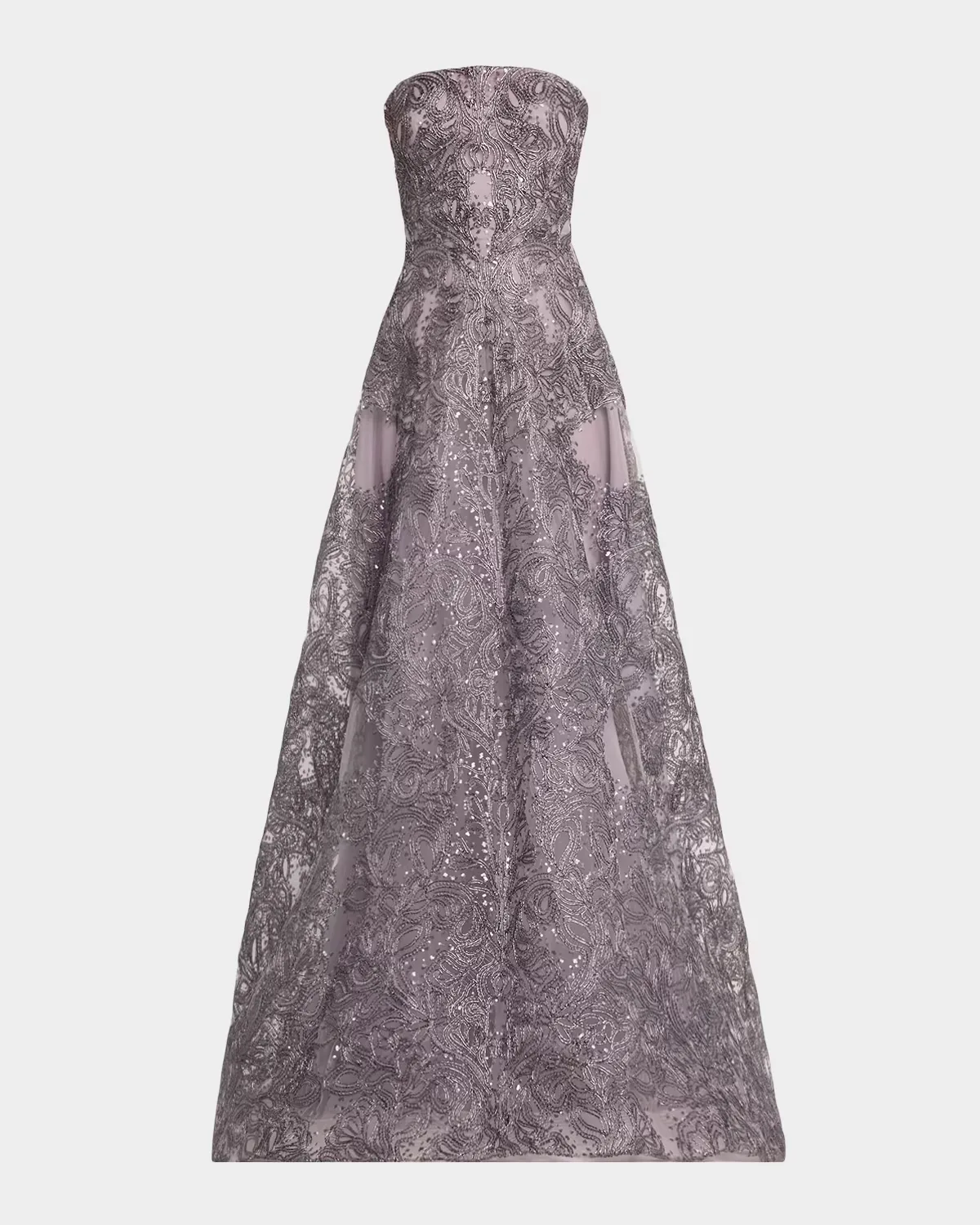 Strapless Metallic Raffia Gown by Naeem Khan