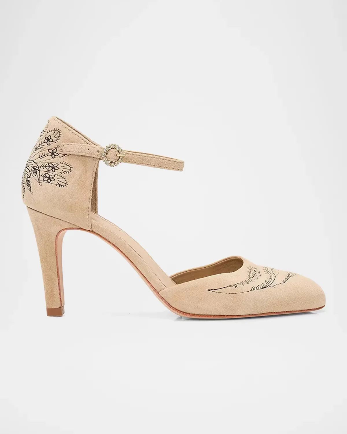 Mariana 80MM Embroidered Suede Pumps by Cinq  Sept
