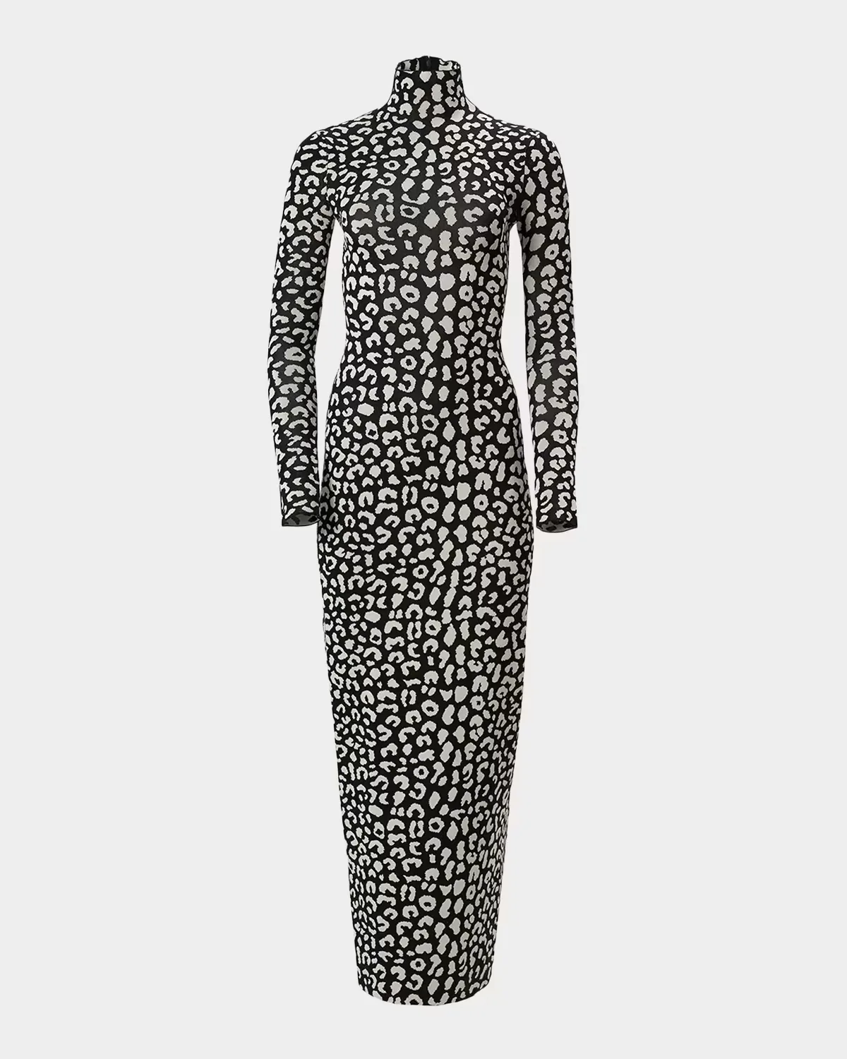 Long-Sleeve Leopard Maxi Turtleneck Dress by Carolina Herrera