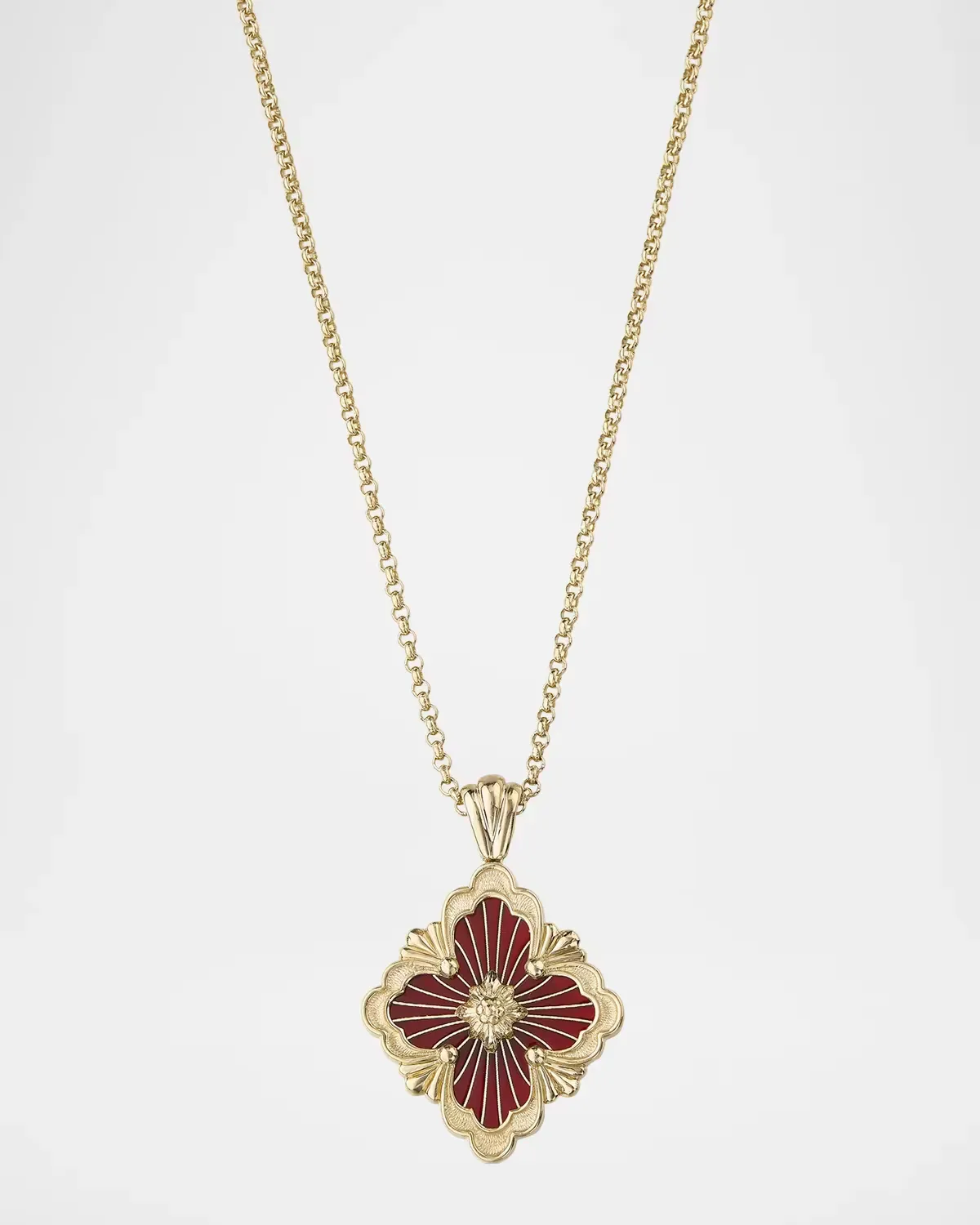 Opera Tulle 18K Yellow Gold Red Enamel Pendant Necklace, Large by Buccellati