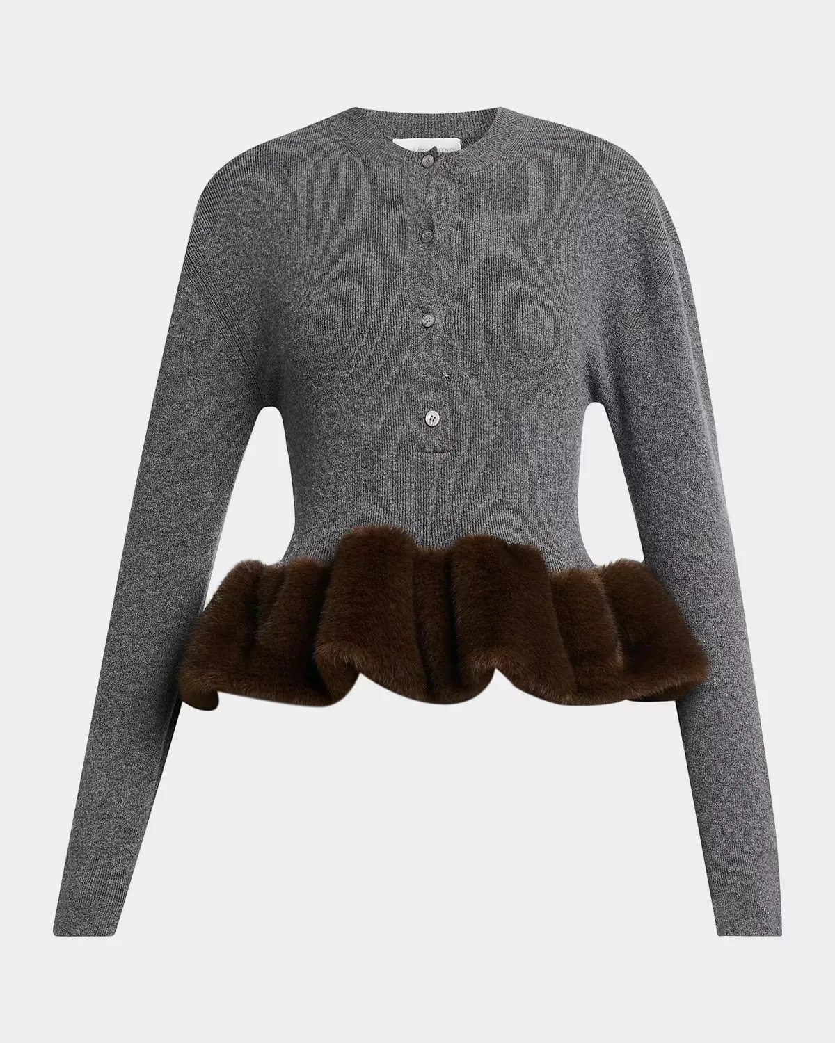 Faux Fur Trim Wool Crewneck Sweater by Stella McCartney