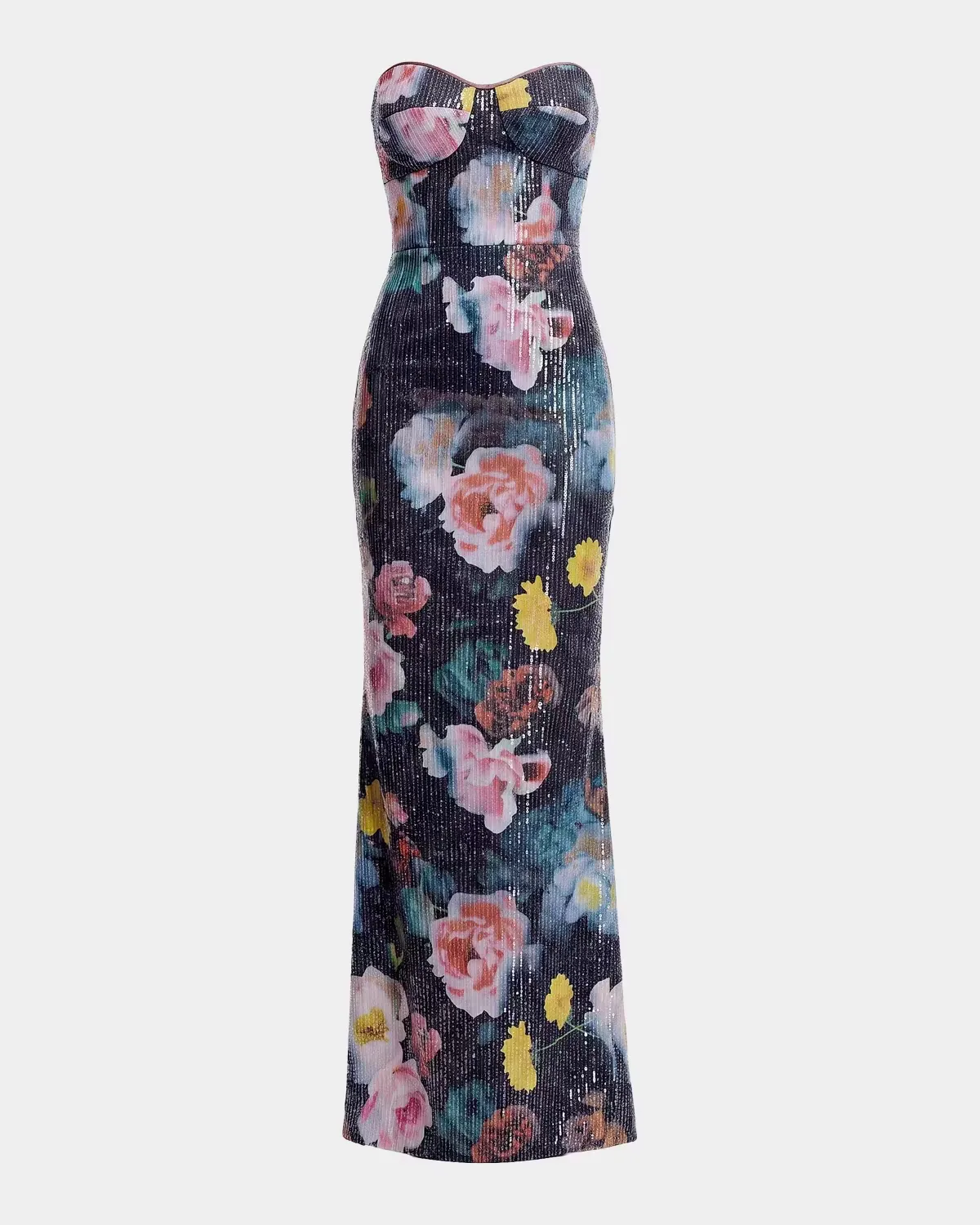 Vada Floral Sequined Strapless Maxi Gown by Dress the Population