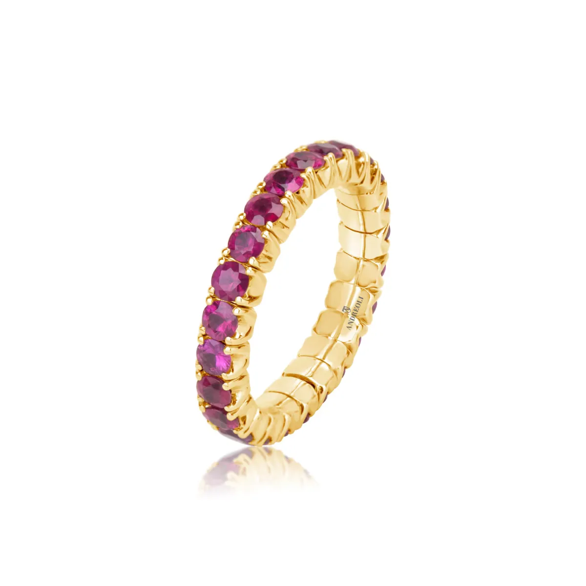 18K Yellow Gold Ruby Stretch Eternity Band by Andreoli