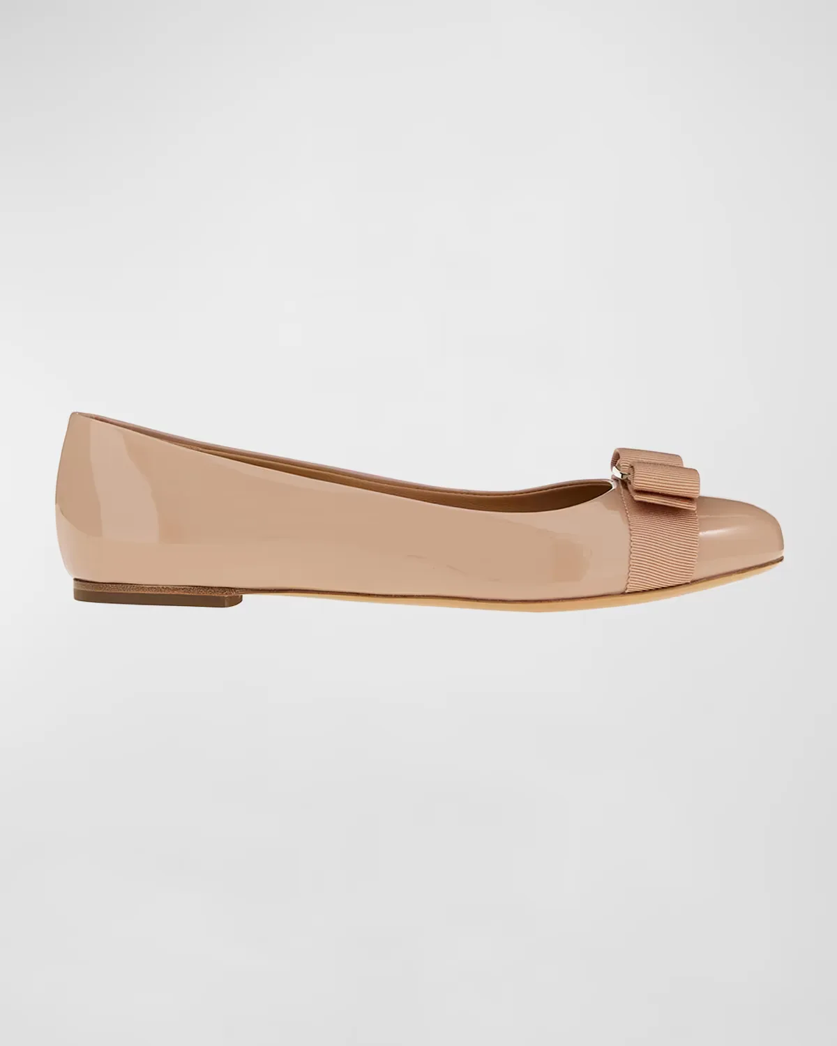 Varina Patent Leather Bow Ballerina Flats by Ferragamo