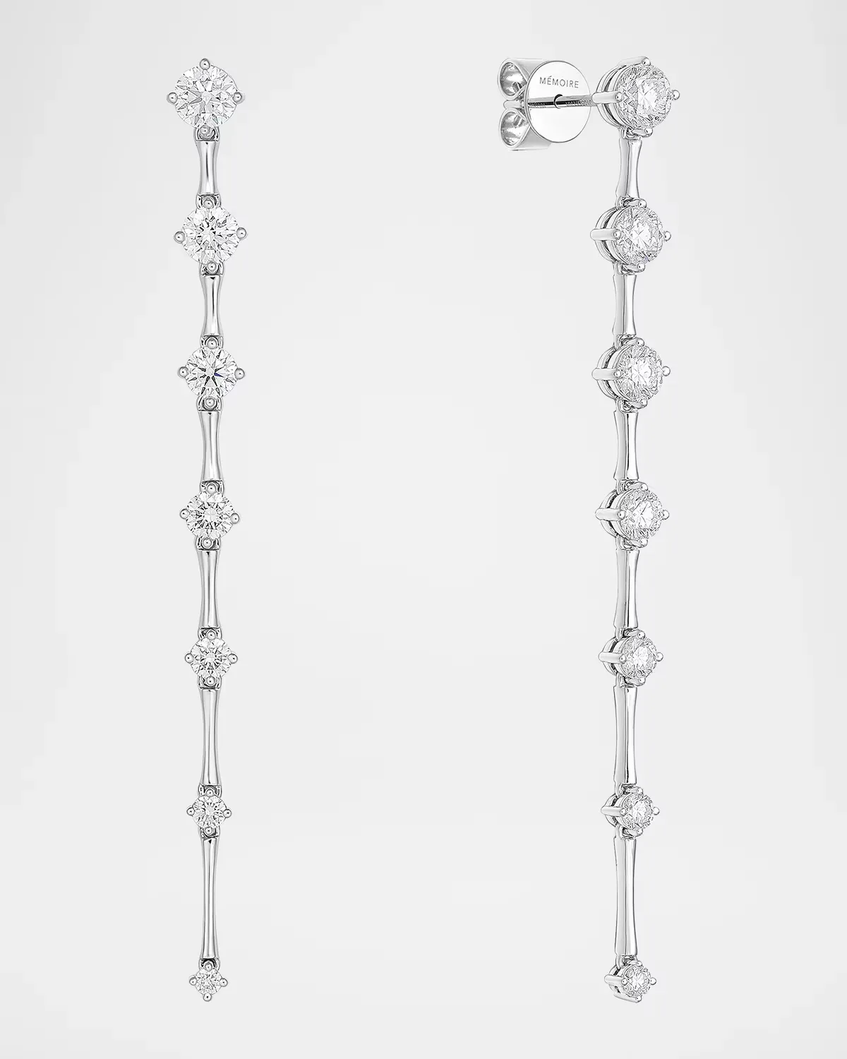 18K White Gold 14 Round Diamond Drop Earrings, 2L, 1.75tcw