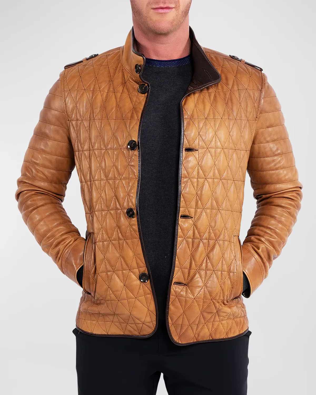 Leather Field Jacket by Maceoo
