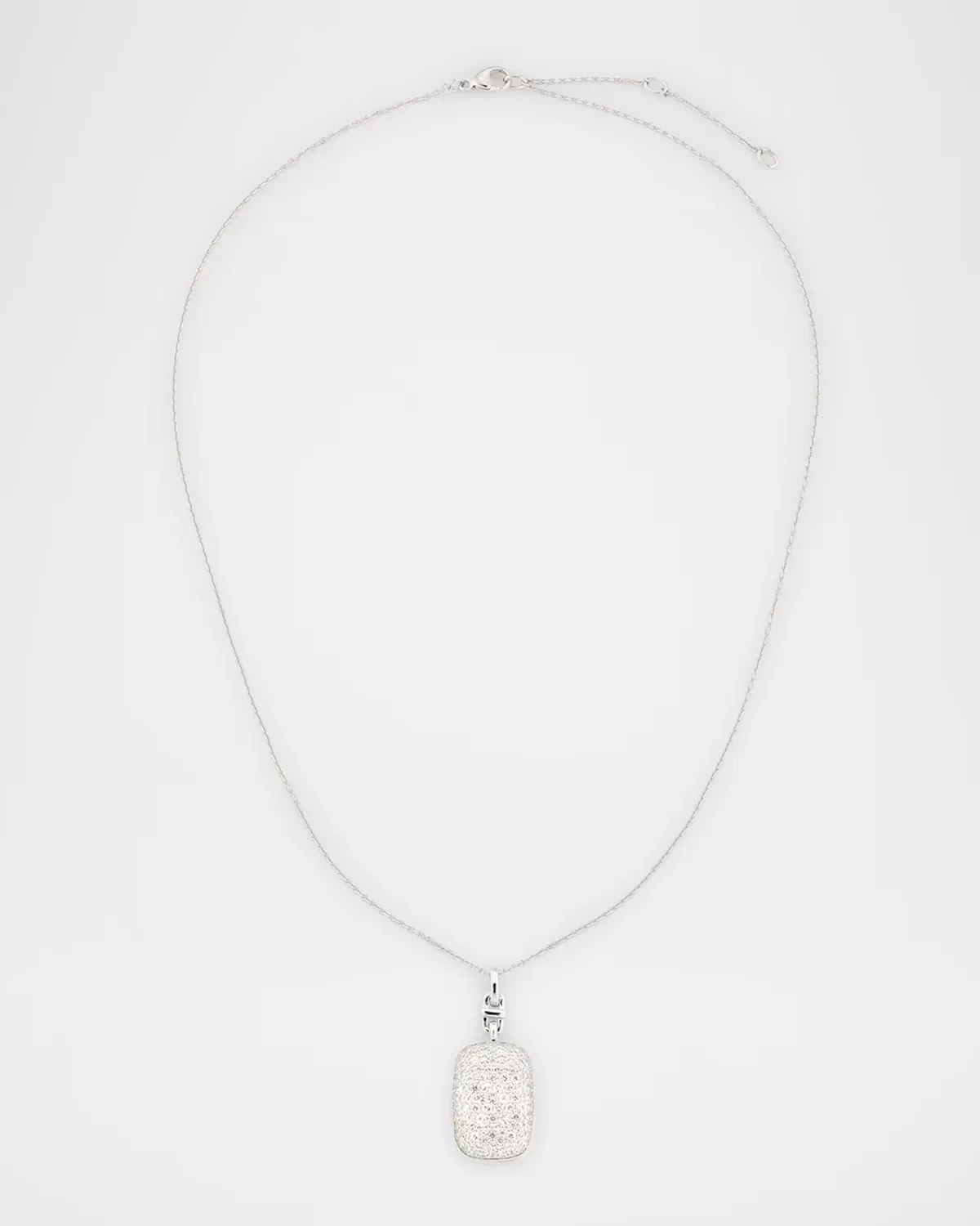 Sterling Silver Slim White Sapphire Pave Fran Locket Necklace by Monica Rich Kosann