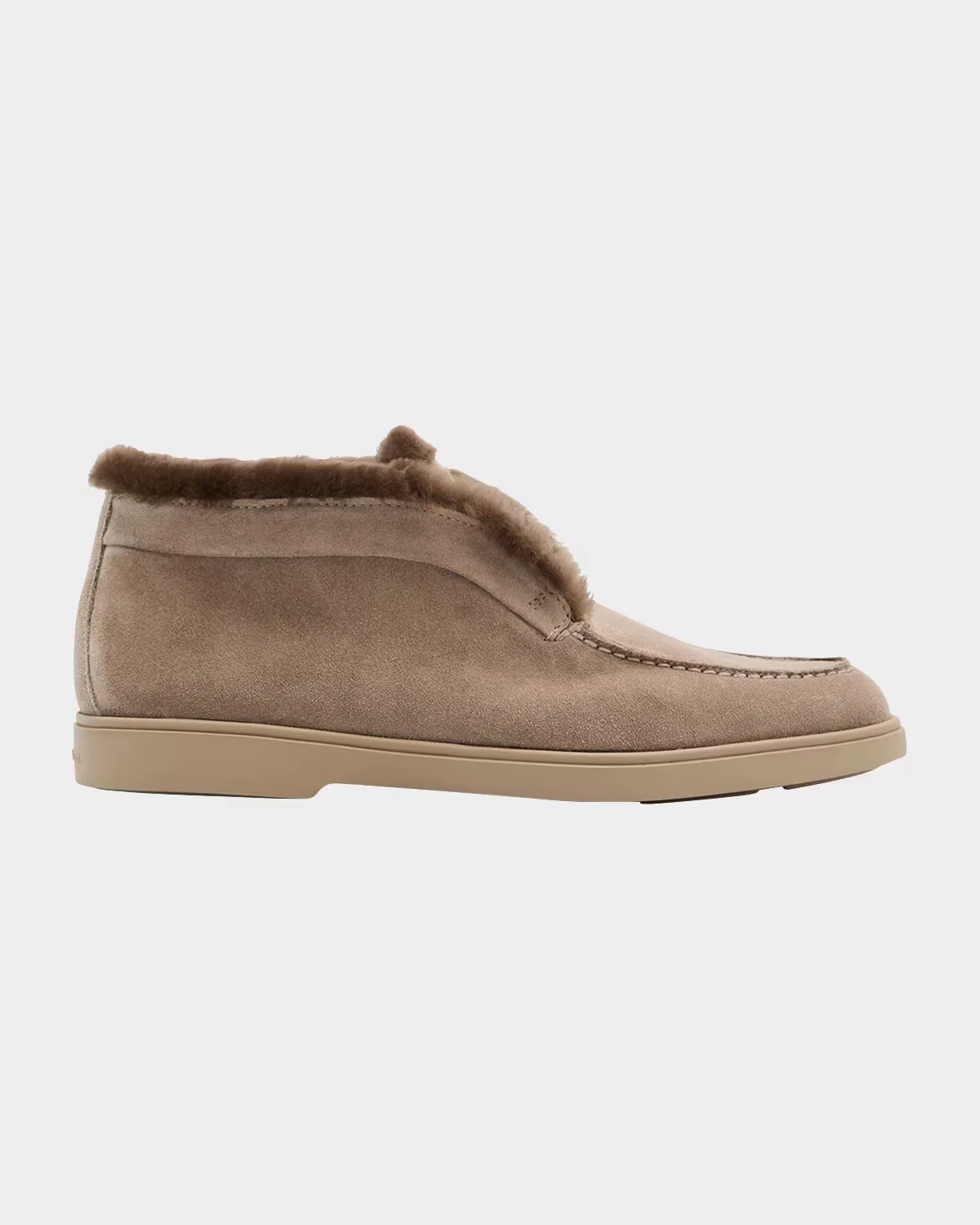 Fortune Shearling Suede Loafer Booties by Santoni