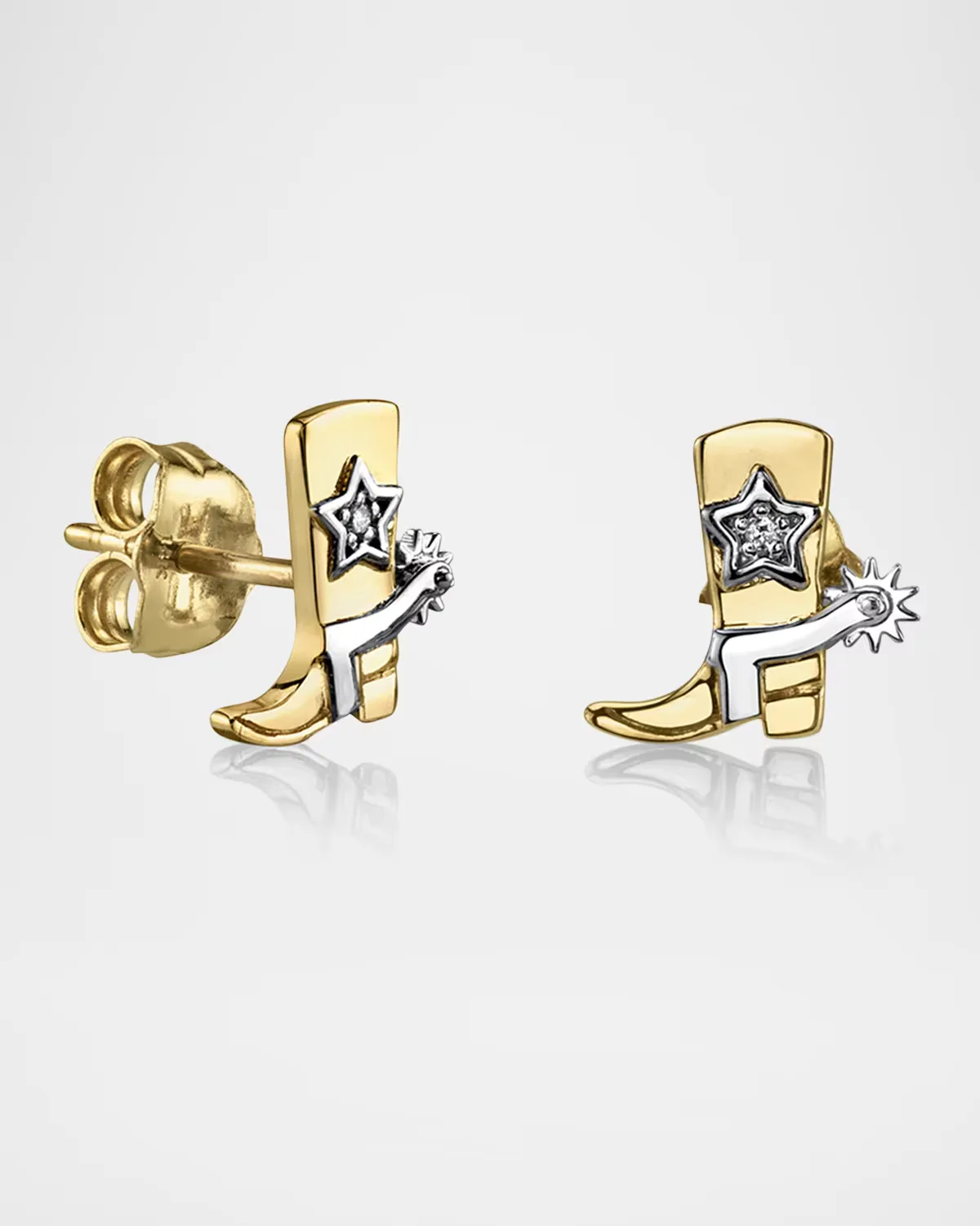 14K Gold Cowboy Boot Diamond Stud Earring, Single by Sydney Evan