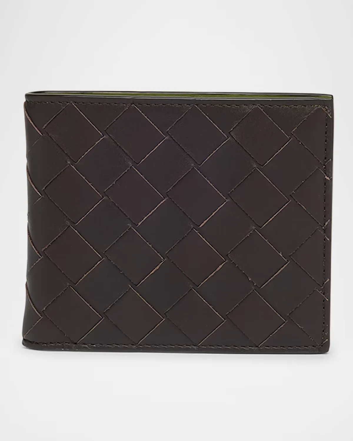 Intrecciato 15 Bicolor Leather Bifold Wallet by Bottega Veneta
