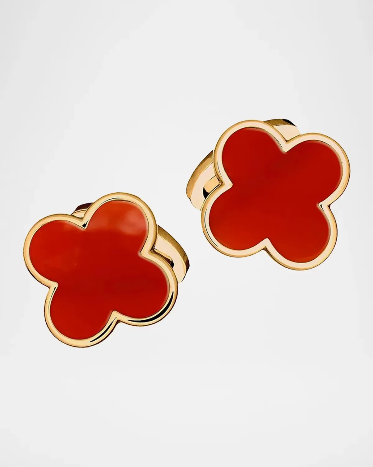 Four Leaf Clover 18K Gold Vermeil Sterling Carnelian Cufflinks by Jan Leslie