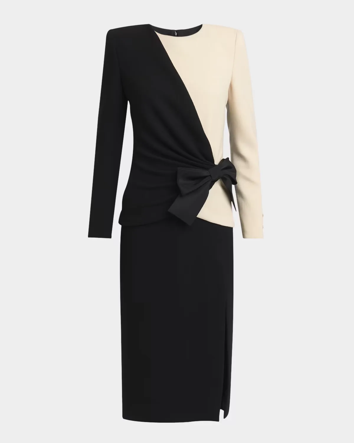 Colorblock Bow Slit Midi Dress by Valentino Garavani