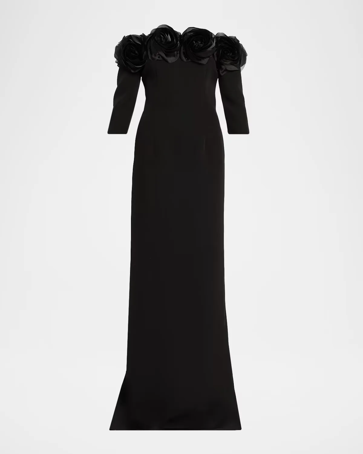 Off-Shoulder Applique Column Gown by Teri Jon