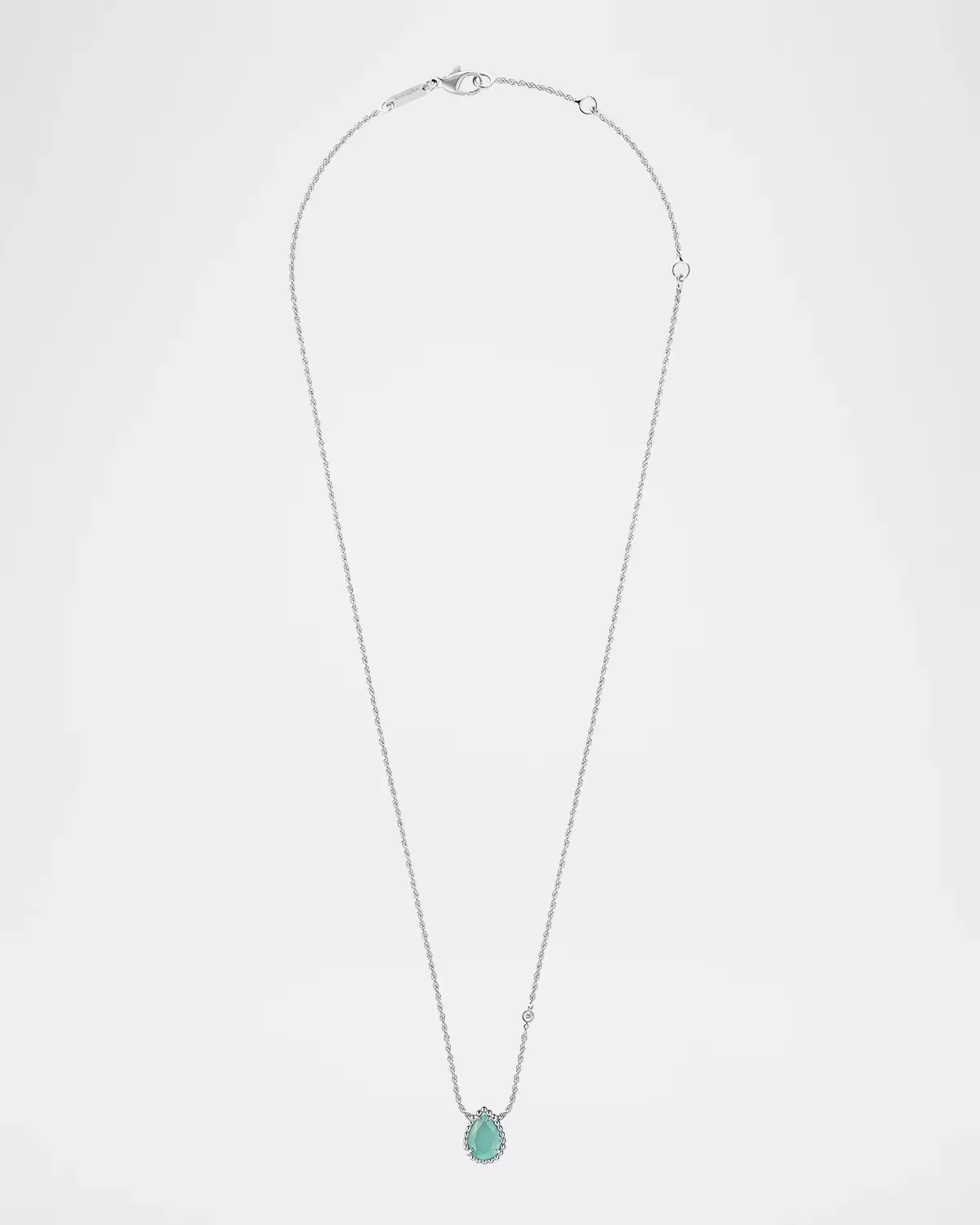 Serpent Boheme 18K White Gold Small Aquaprase Pendant Necklace by Boucheron