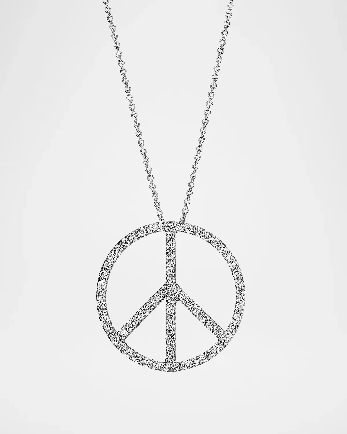 Tiny Treasures 18K White Gold & 0.18 TCW Diamond Peace Sign Pendant Necklace by Roberto Coin