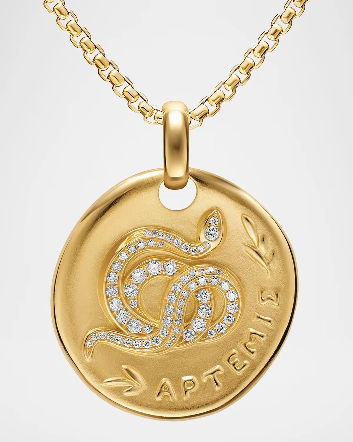 Artemis Medallion Amulet with Diamonds in 18K Gold, 28mm by David Yurman