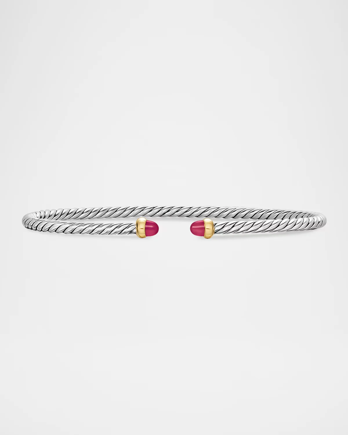 Micro Cable Flex Bracelet with Rubies in Silver and 14K Gold by David Yurman