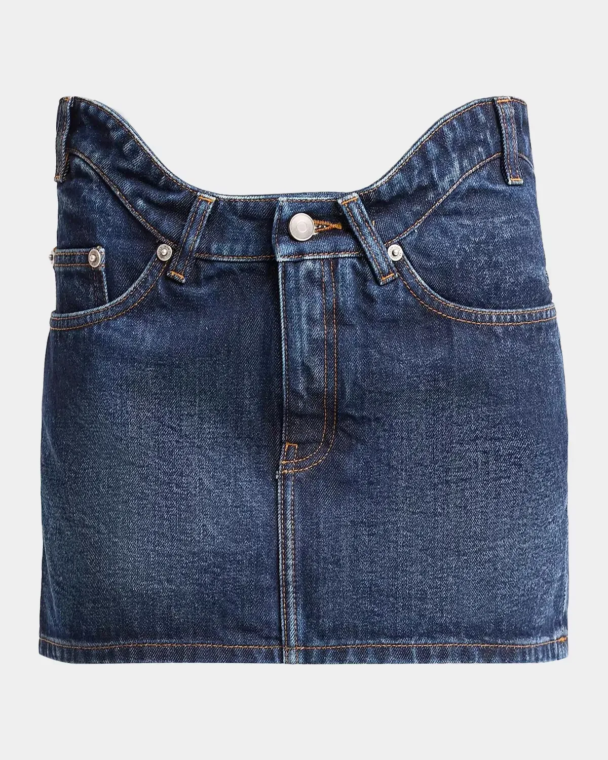 The Curved Denim Mini Skirt by Jean Paul Gaultier
