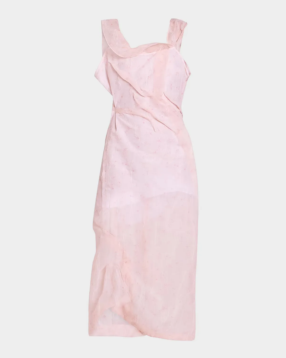 Hoop Asymmetric Floral Organza Midi Dress by Victoria Beckham
