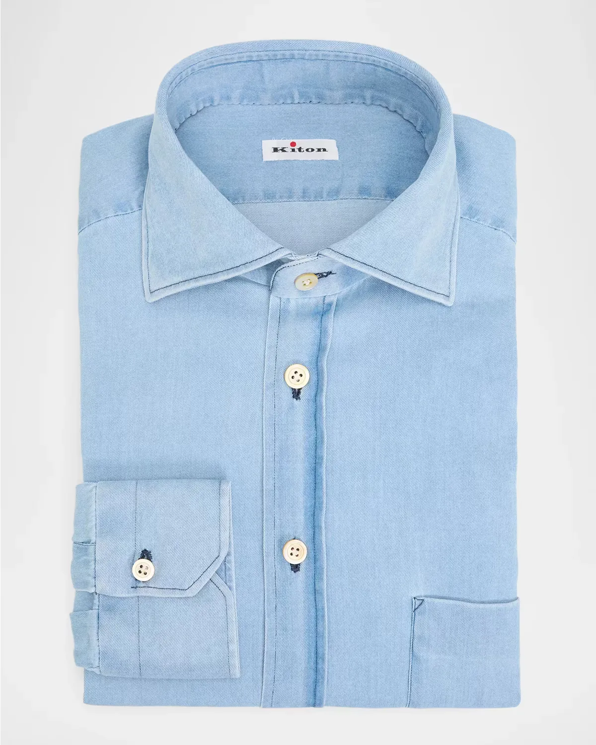 Chambray Button-Front Shirt by Kiton