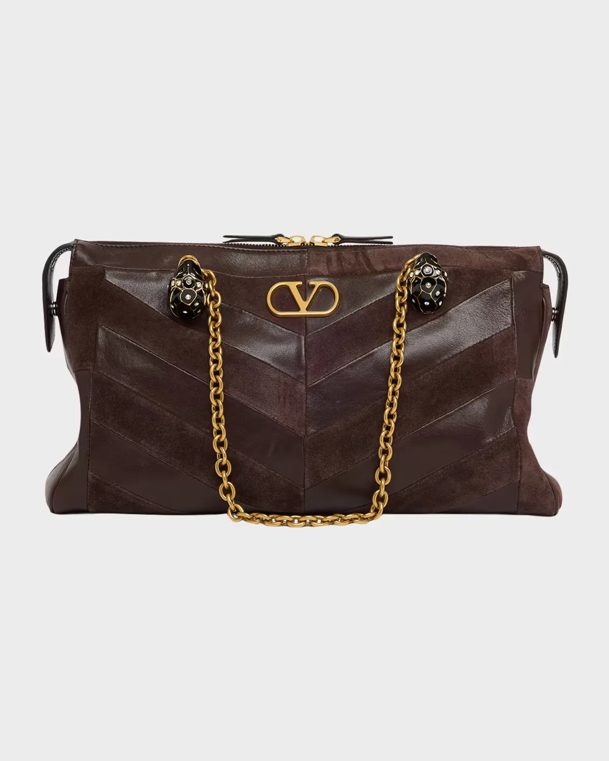 Panthea Medium Chevron Leather & Suede Shoulder Bag by Valentino Garavani
