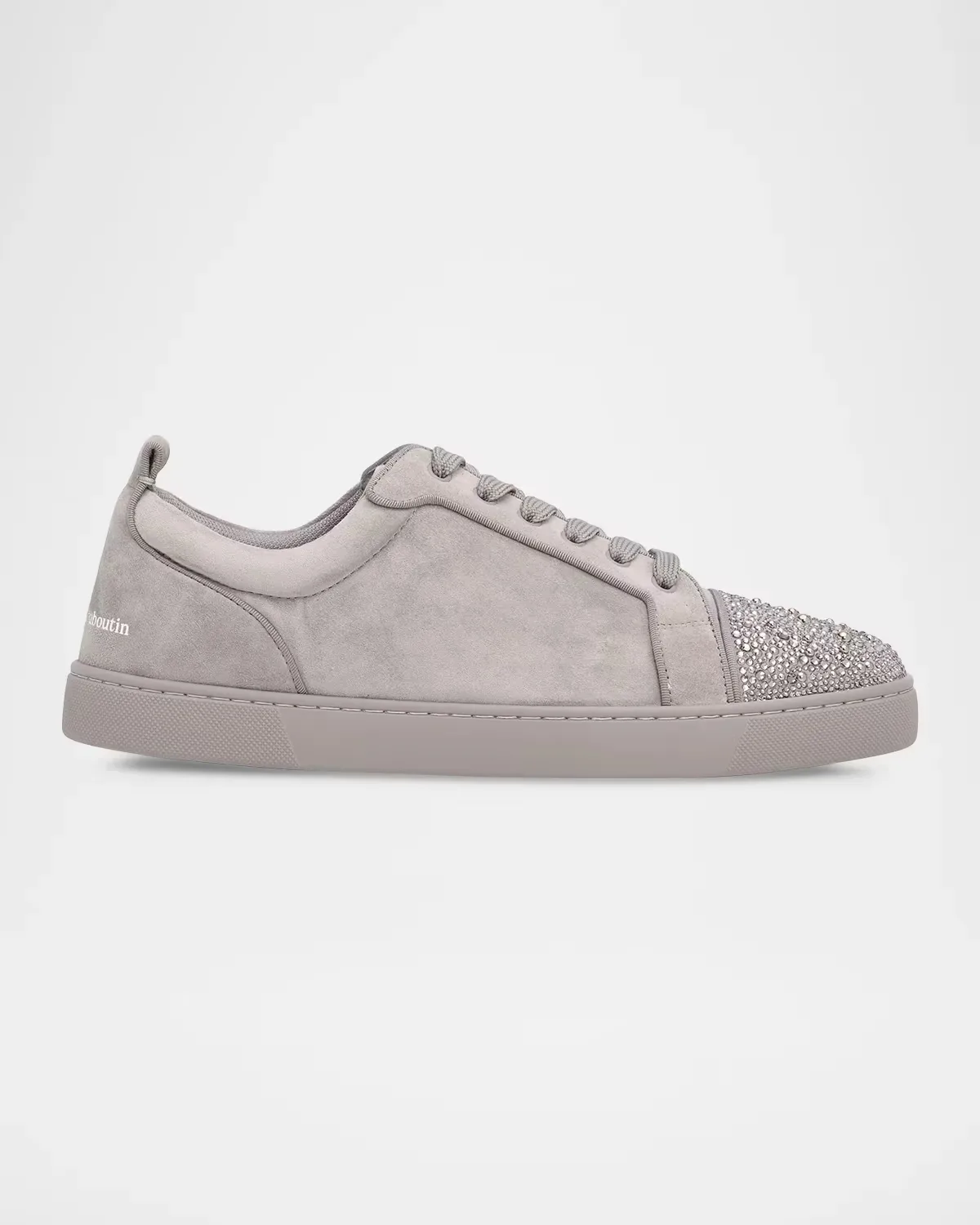 Louis Jr Perla Suede Crystal Cap-Toe Sneakers by Christian Louboutin