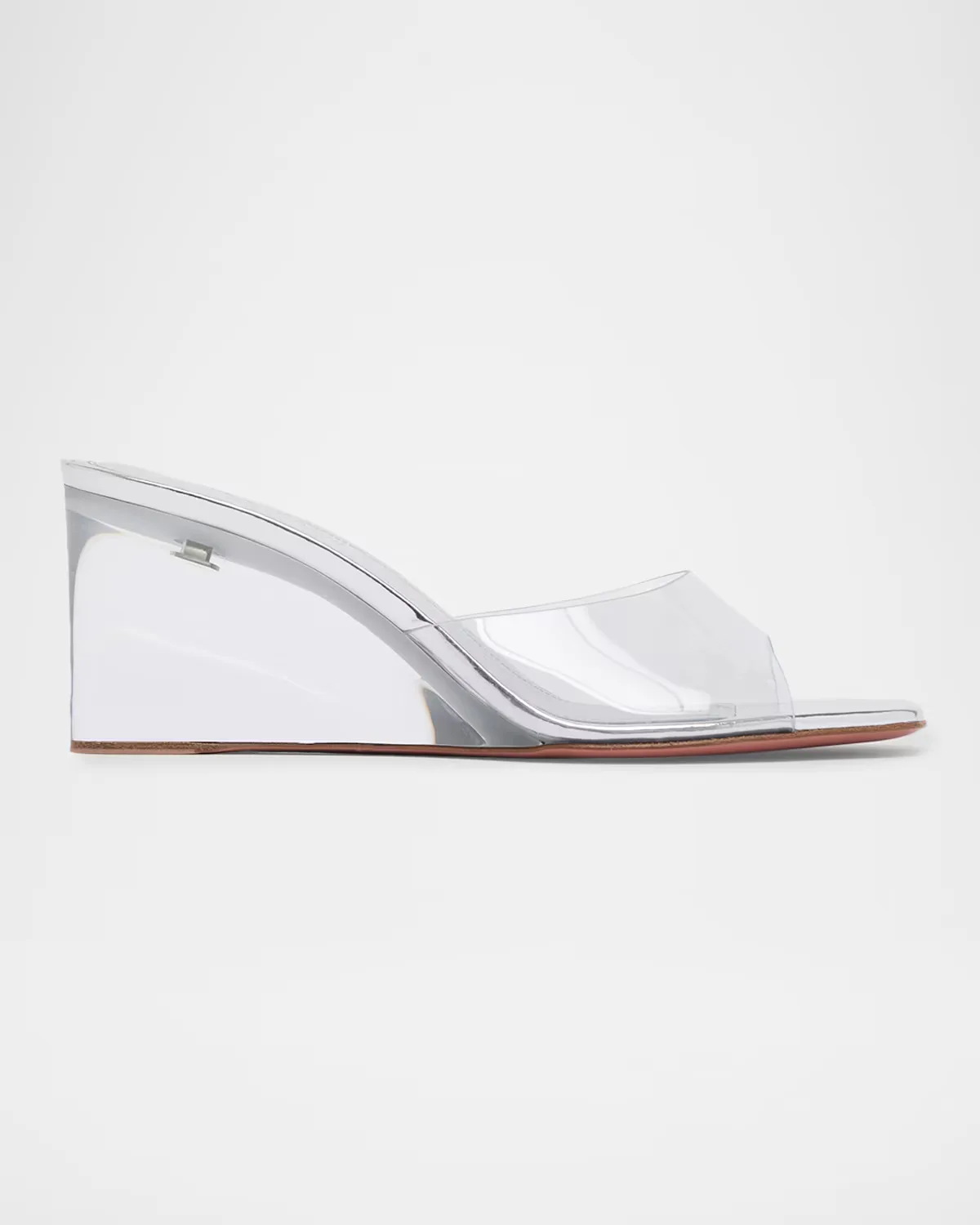 70mm Lupita Transparent Wedge Mules by Amina Muaddi