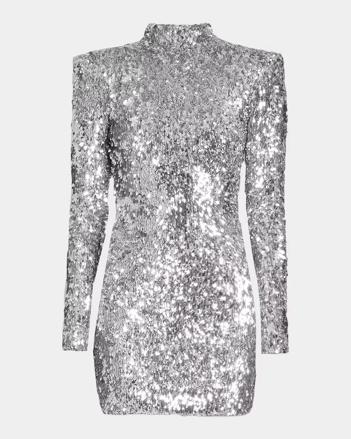 Sequin Mock Turtleneck Minidress by Balmain