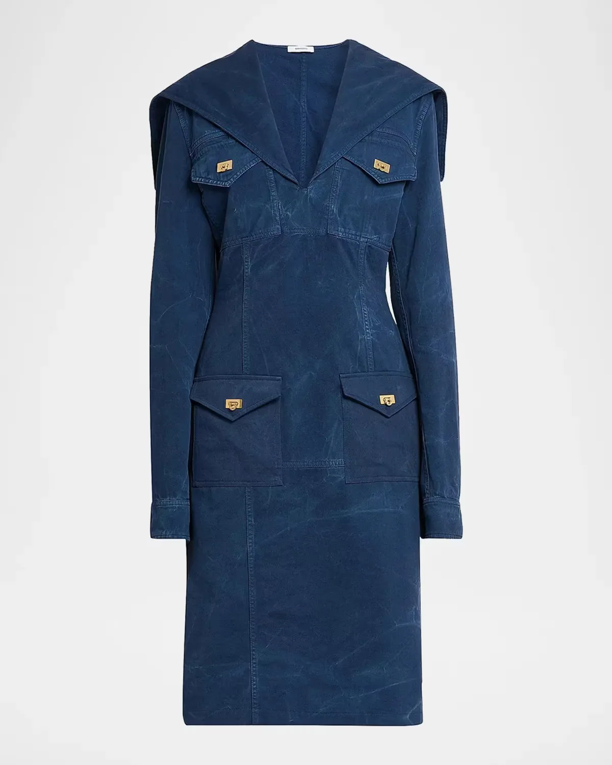 Washed Cotton Gabardine Midi Dress by Ferragamo