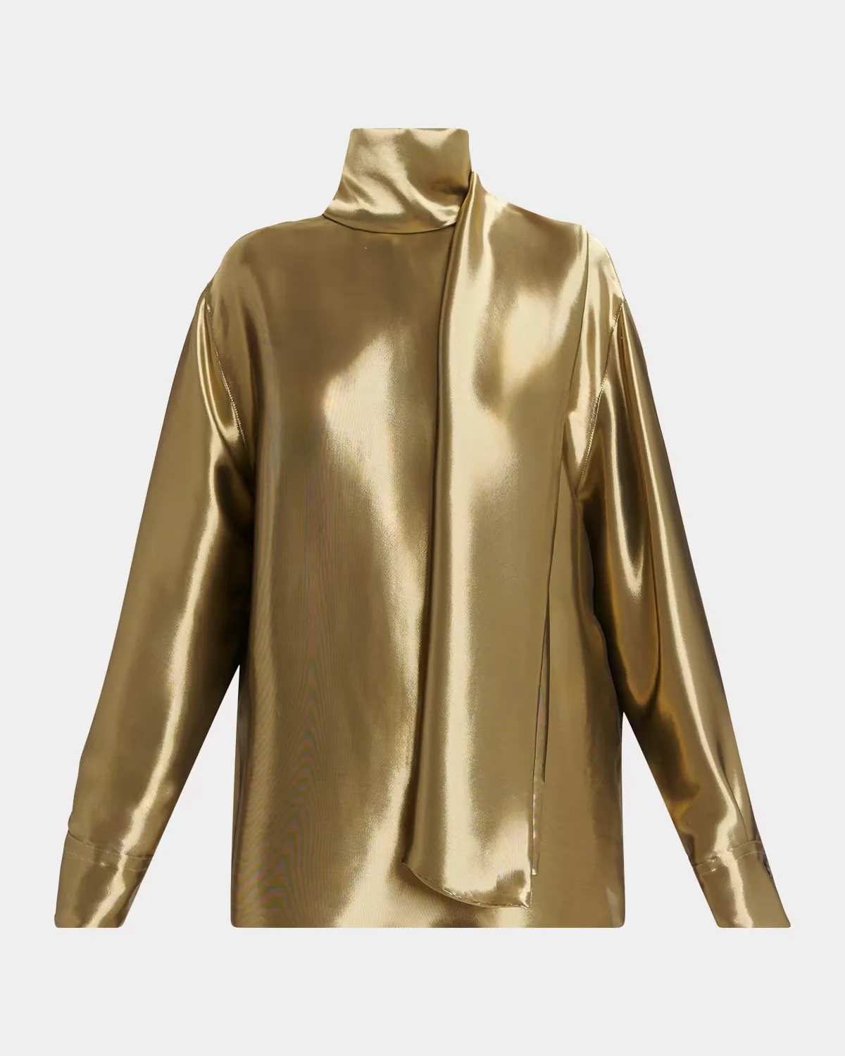 Metallic Wool Draped Turtleneck Shirt by Ferragamo