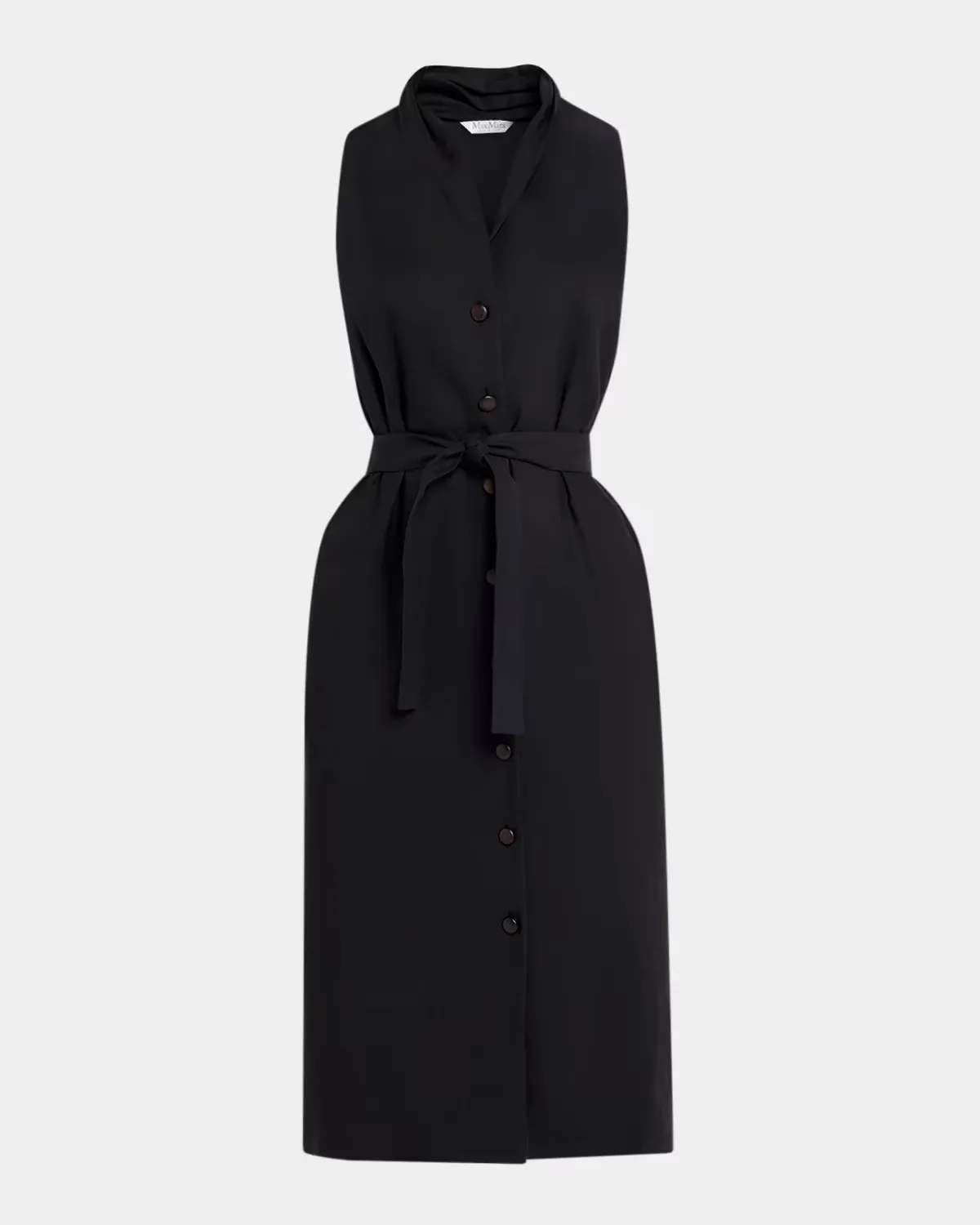 Navetta Sleeveless Belted Linen Button-Front Midi Dress by Max Mara