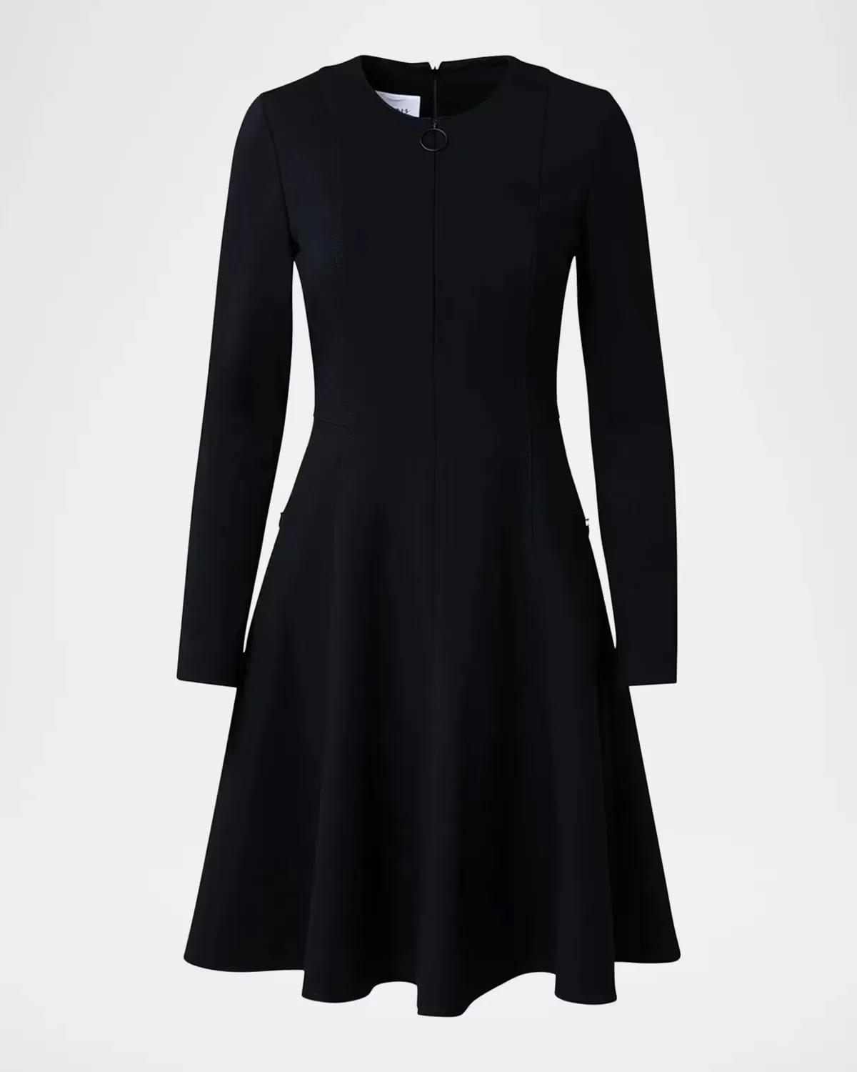 Long-Sleeve Cotton Jersey Zip Front Mini Day Dress
