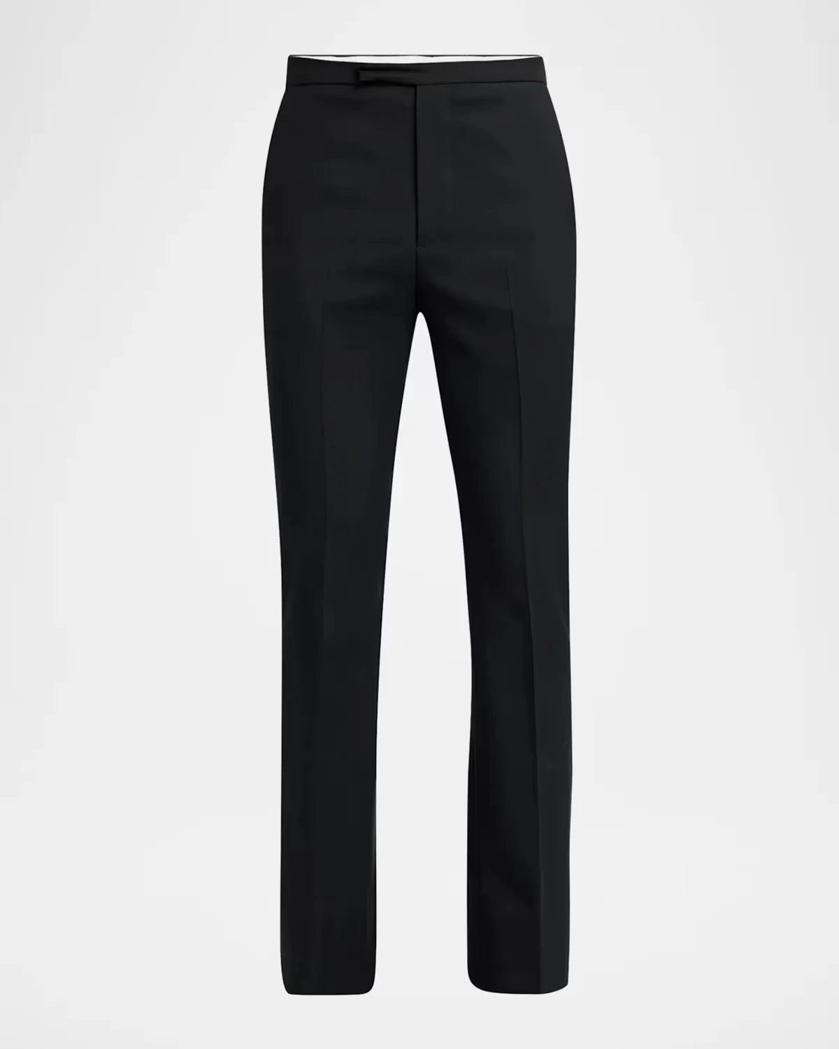 Wool Slim Flare Flat-Front Trousers